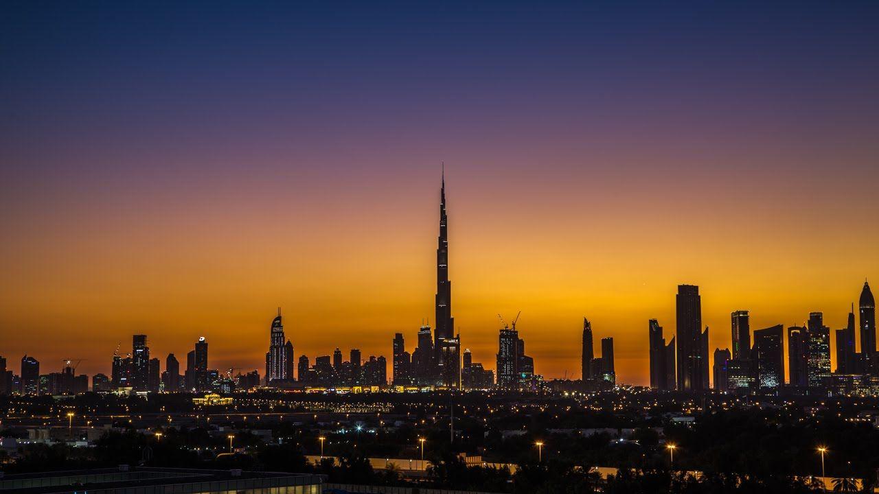 1280x720 Dubai sunset skyline wallpaperx720