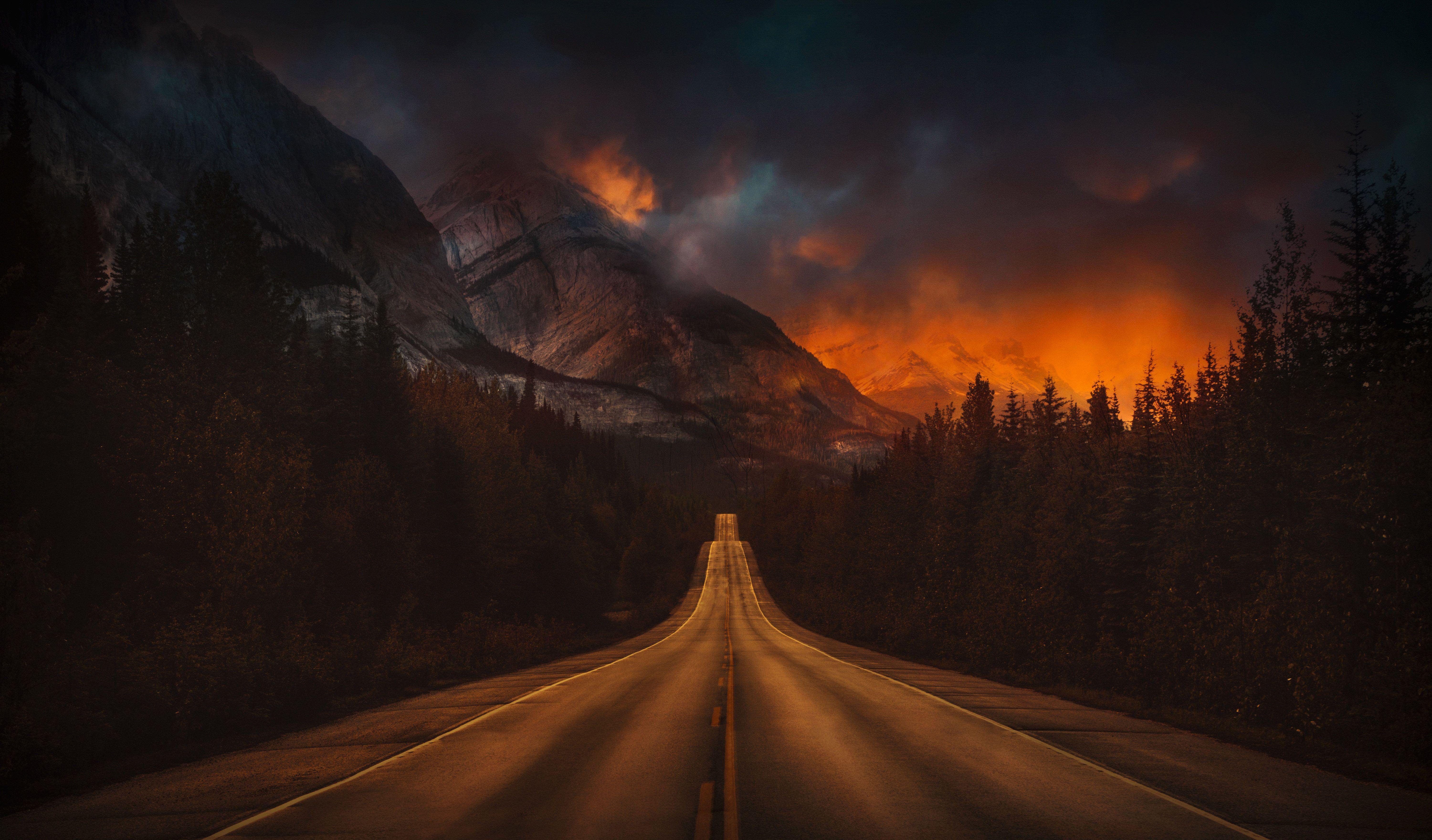 6000x3520 Mountain Nature Night Road 4k 1366x768 Resolution HD 4k Wallpaper, Image, Background, Photo and Picture