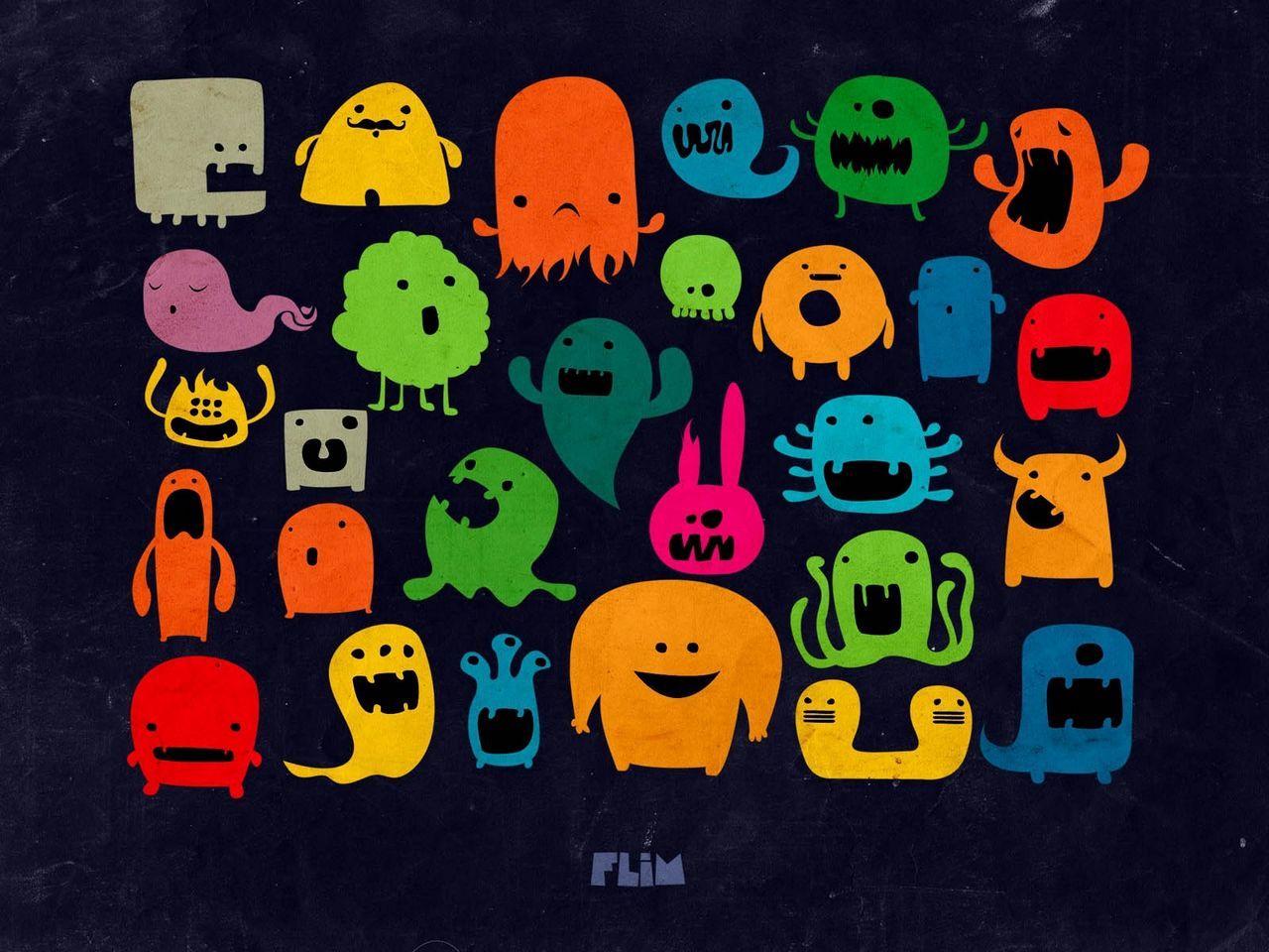 1280x960 Download wallpaper 1280x960 monsters, colorful, drawing standard 4:3 HD background