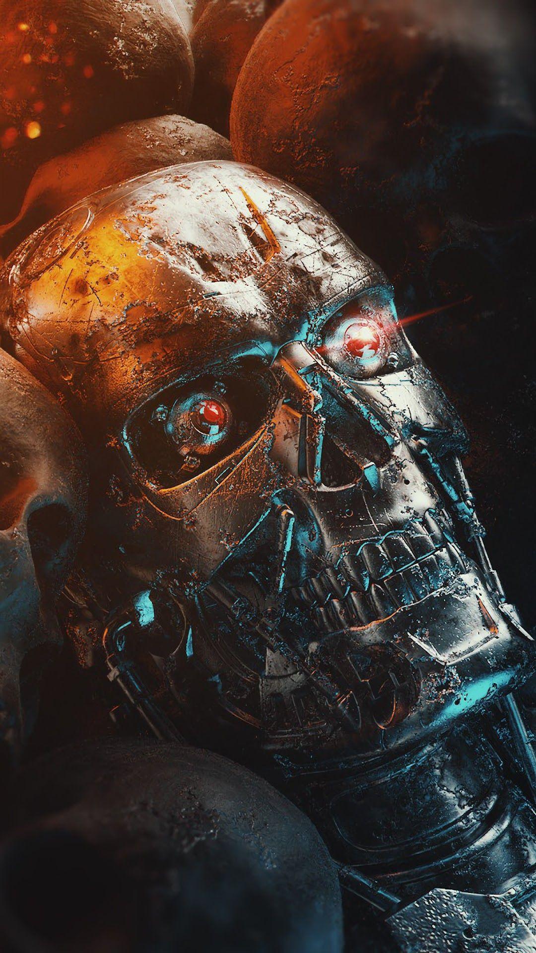 1080x1920 Terminator Skull Sci Fi 4K 3840x2160 Wallpaper