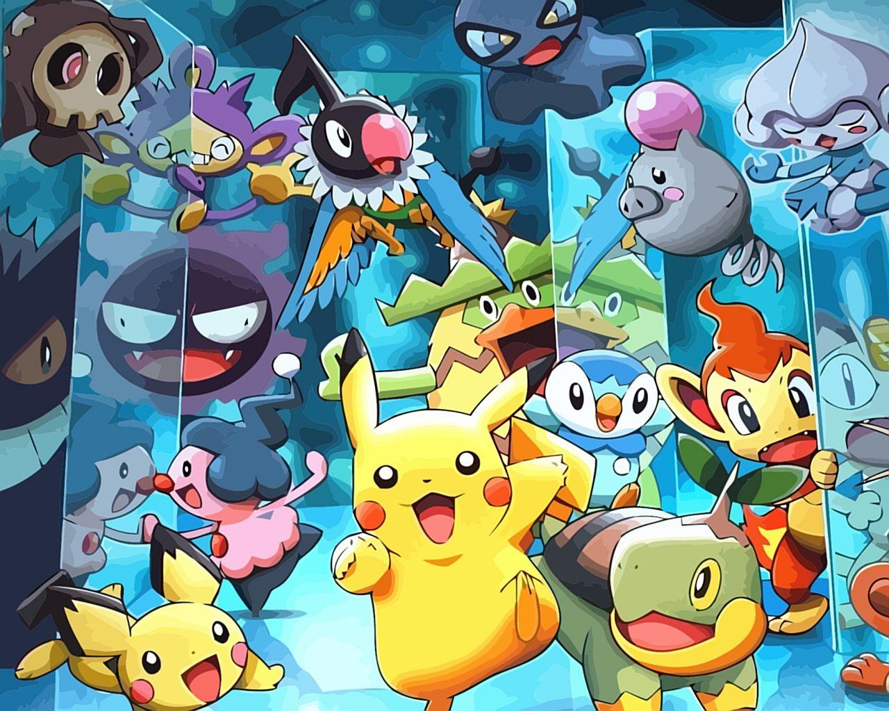 1280x1024 pokemon, Pikachu, Gengar, Ghastly, artwork, Meowth wallpaper