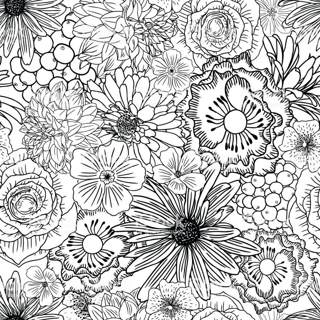 1024x1024 Doodle Floral Drawing Seamless Pattern Wallpaper Art Therapy Printable Coloring Accelerated Resolution Training Activities For Stress Free