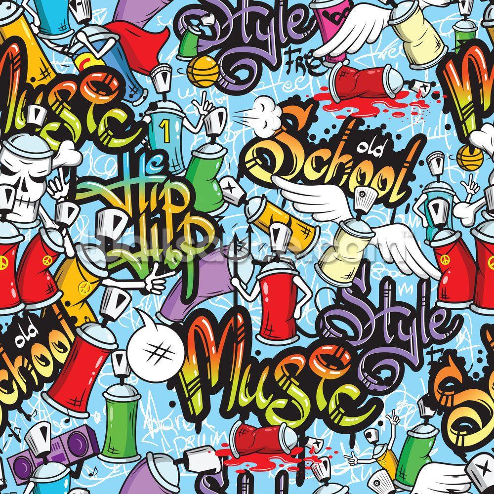 1000x1000 Graffiti Characters Seamless Pattern Mural