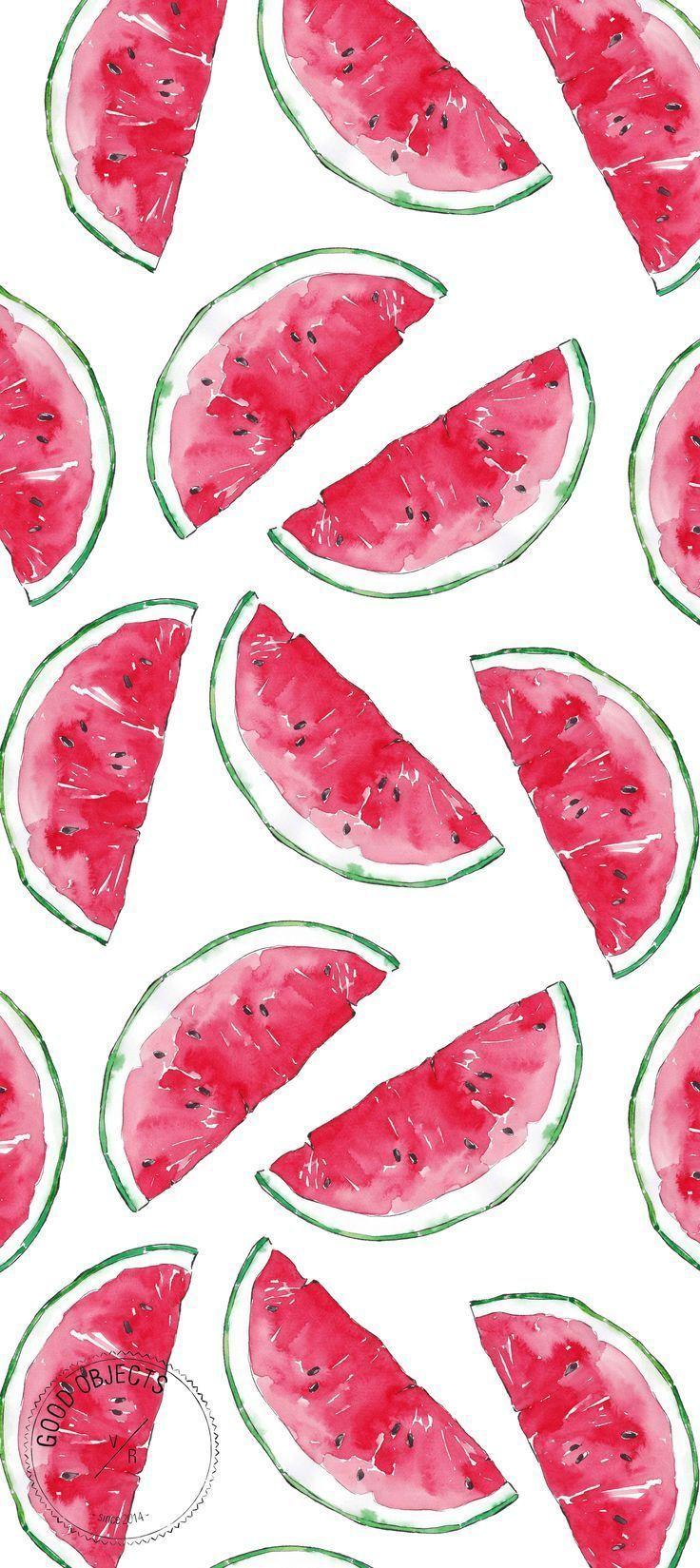 736x1649 Good objects watercolor illustration pattern - #Good #illustration #Objects #Pattern #wa. Watermelon wallpaper, Fruit wallpaper, Watercolor wallpaper