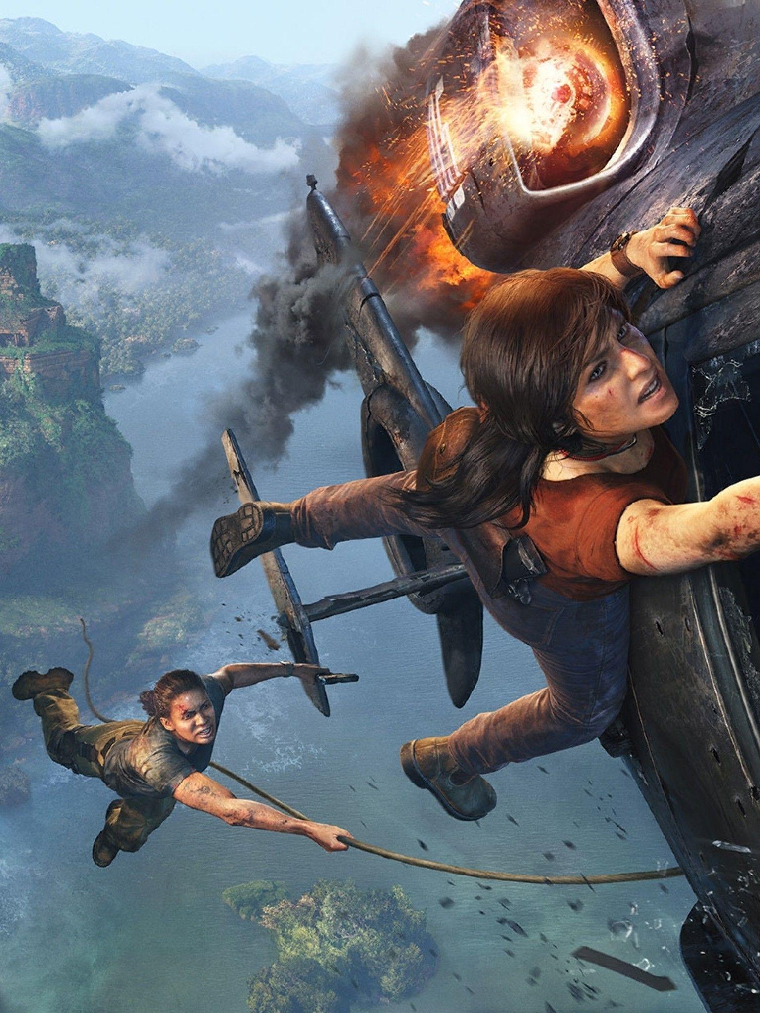 1536x2048 Download 1536x2048 Uncharted: The Lost Legacy, Chloe Frazer, Adventure, Falling Wallpaper for Apple iPad Mini, Apple IPad 4
