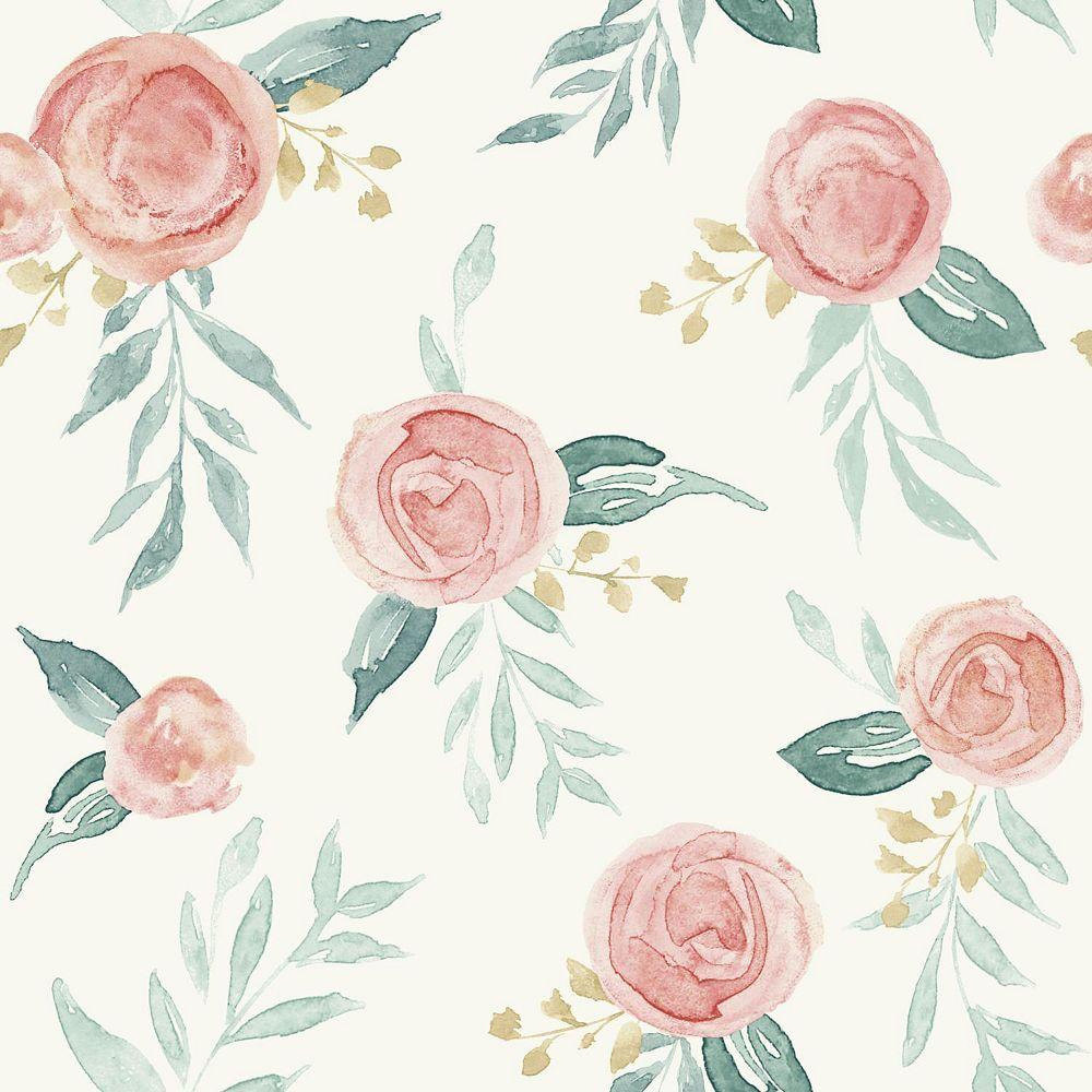 1000x1000 Joanna Gaines Watercolor Roses Red Wallpaper. The Home Depot Canada