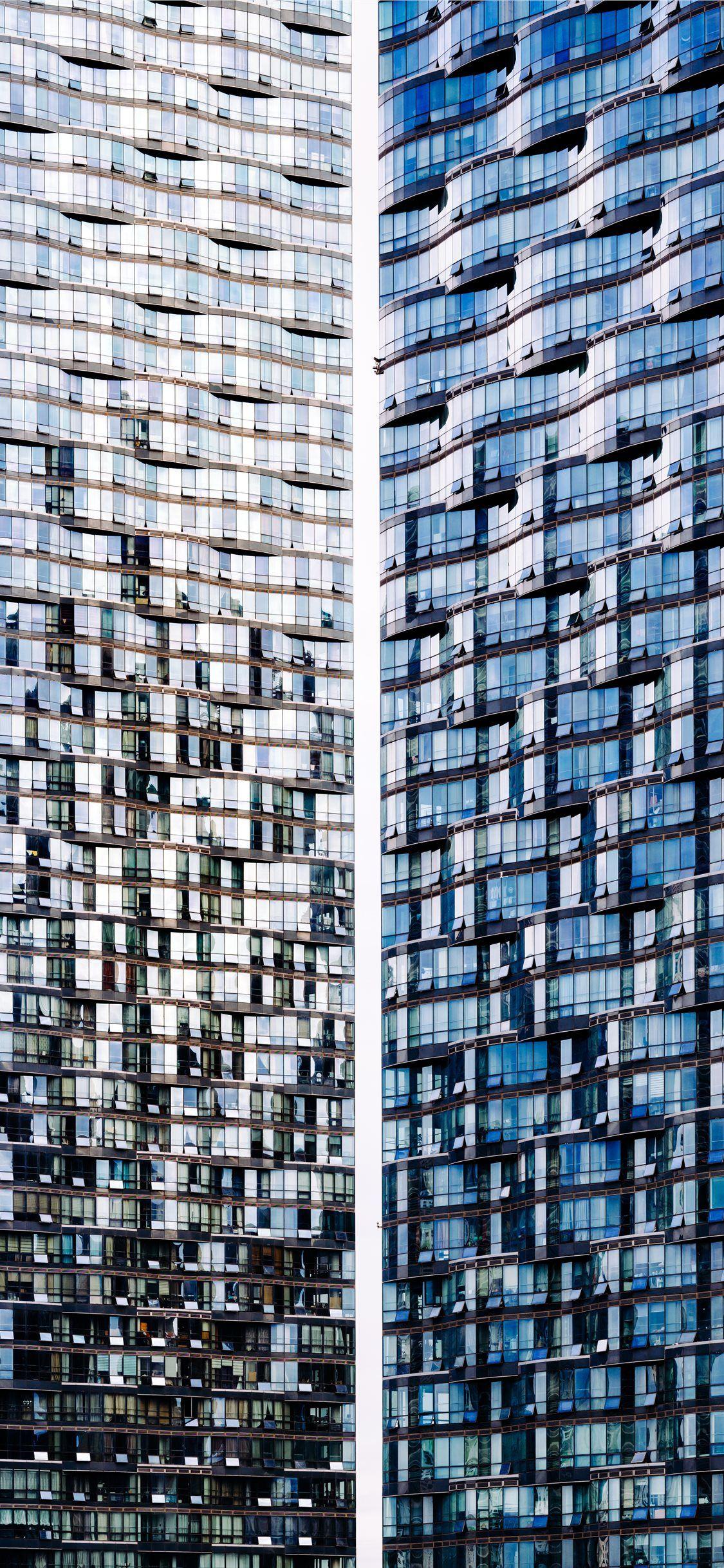 1125x2436 black glass panel building collage iPhone X Wallpaper Free Download