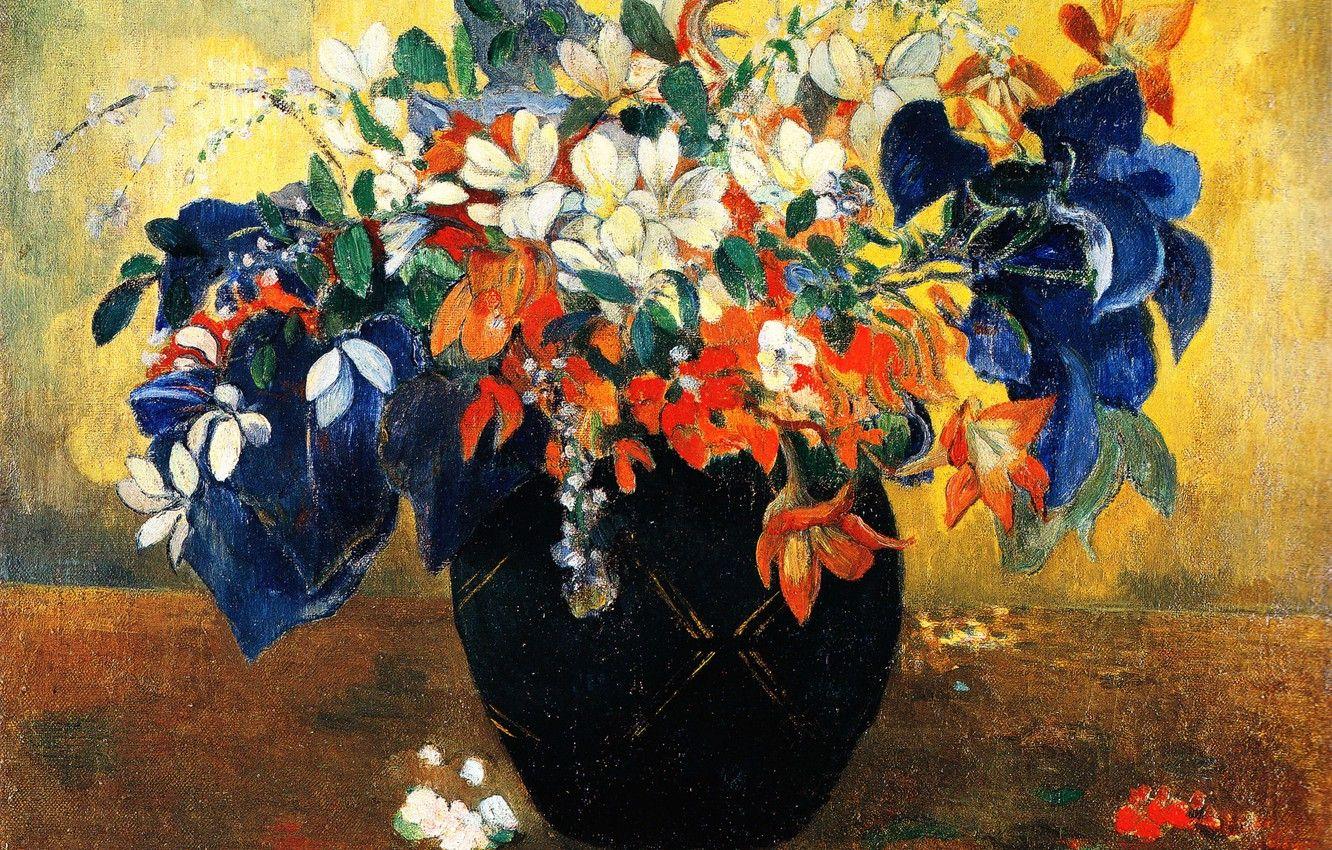 1332x850 Wallpaper picture, still life, Paul Gauguin, Eugene Henri Paul Gauguin, Vase with flowers image for desktop, section живопись