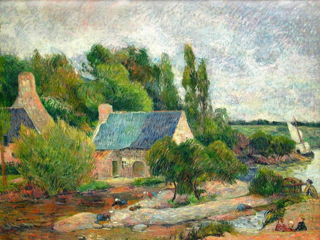 1024x768 Washerwomen At Pont Aven, 1886 By Paul Gauguin. Photographe