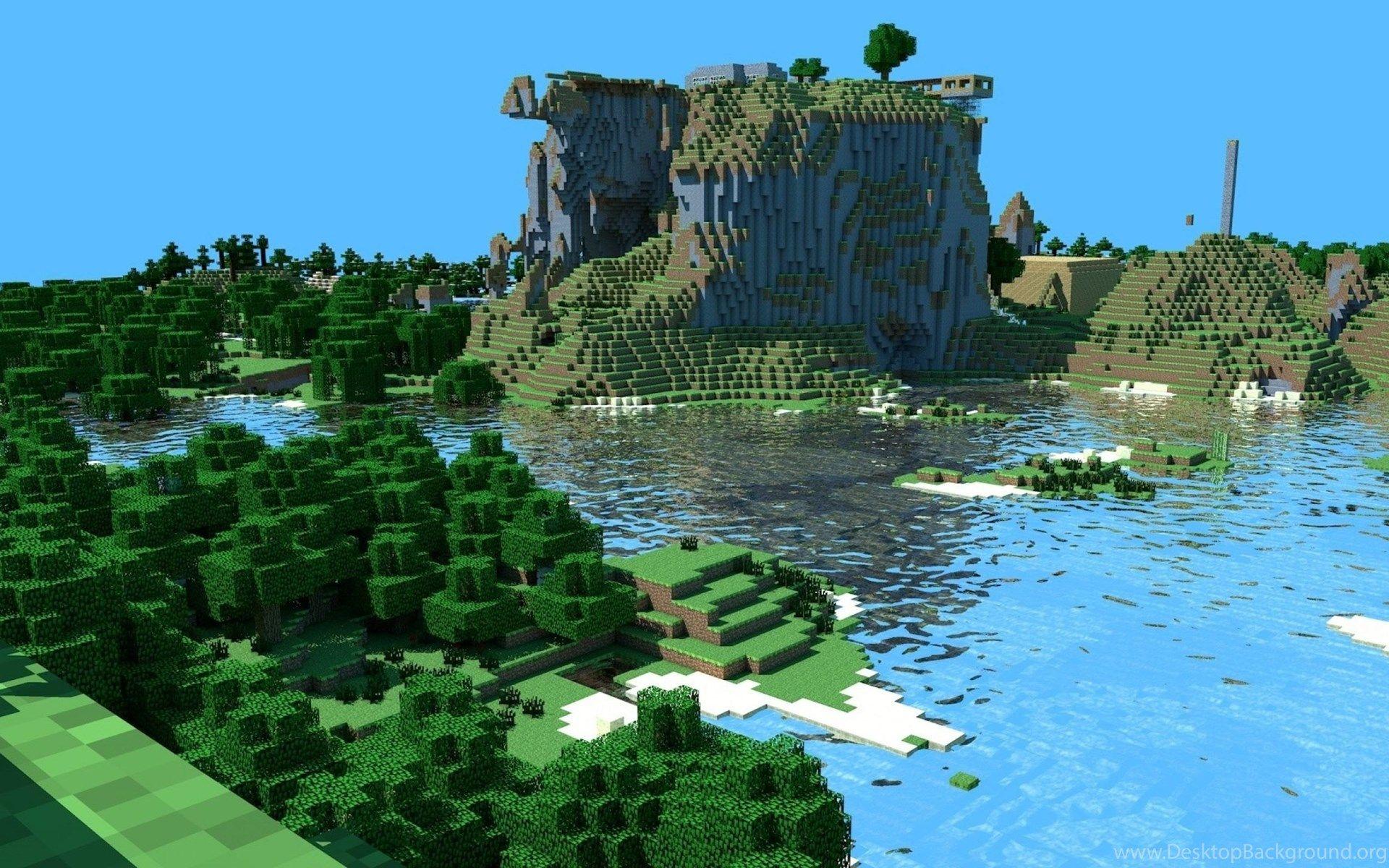 1920x1200 Wallpaper Minecraft Pokemon Water Mountains Forest Copyright. Desktop Background