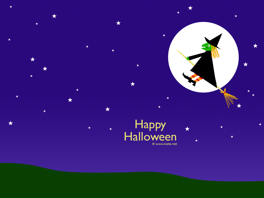 1024x768 Cute Witch Halloween Wallpaper