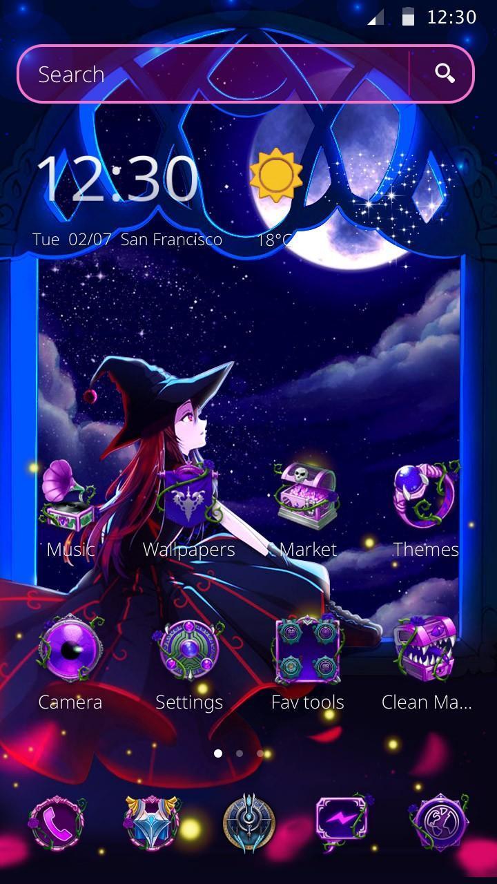 720x1280 Purple Witch Night Launcher Theme for Android