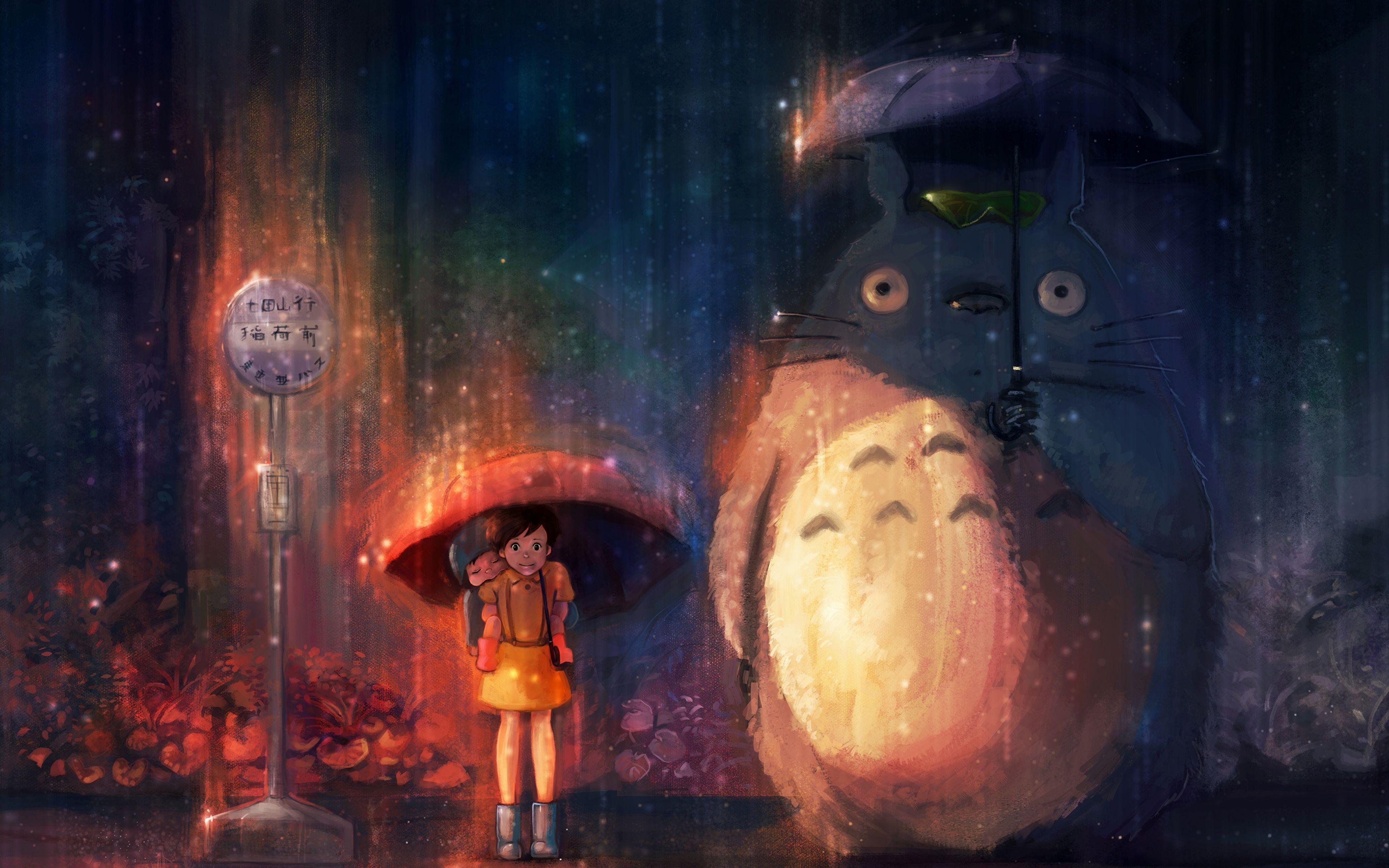 3840x2400 Picture My Neighbor Totoro Anime Cartoons parasol 3840x2400