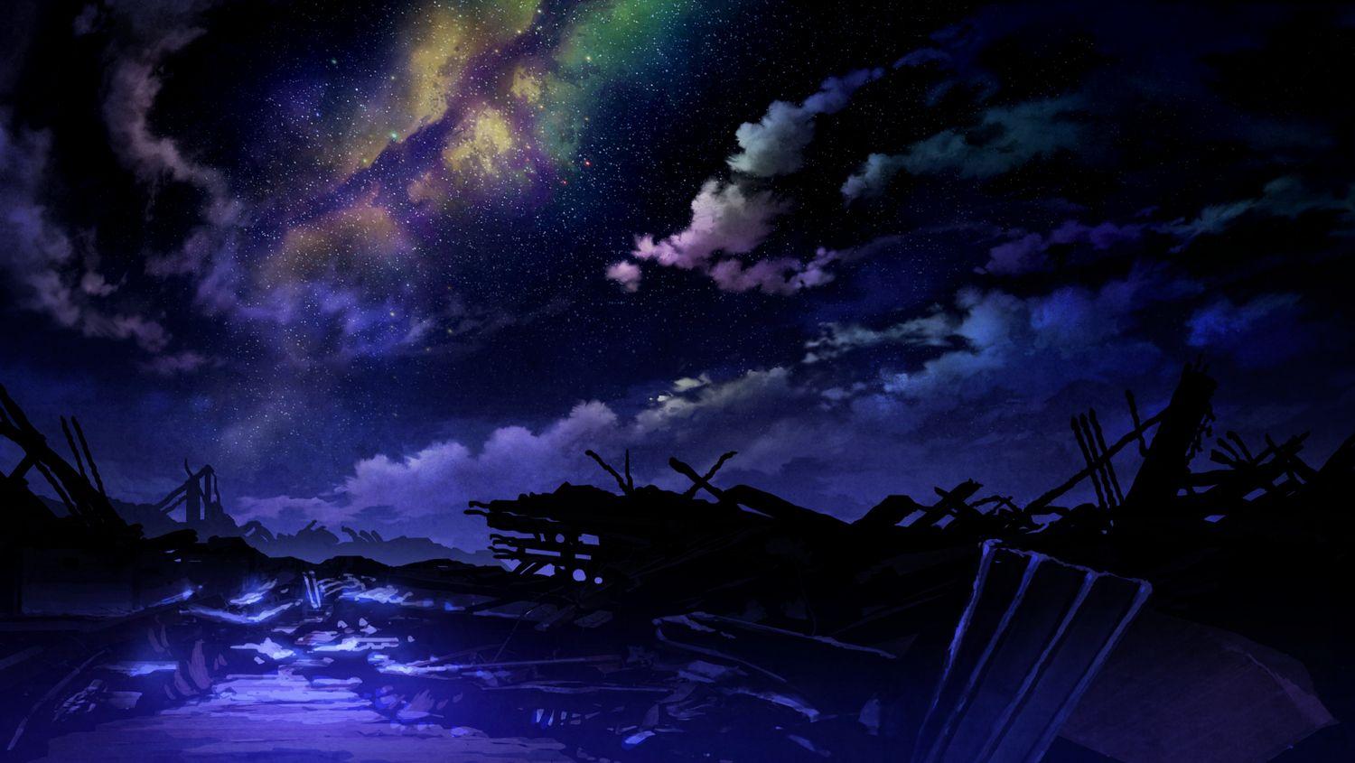 1500x845 mây đen mocha (bông) đêm không ai làm hỏng cảnh đẹp của bầu trời sao.  Hình nền Anime