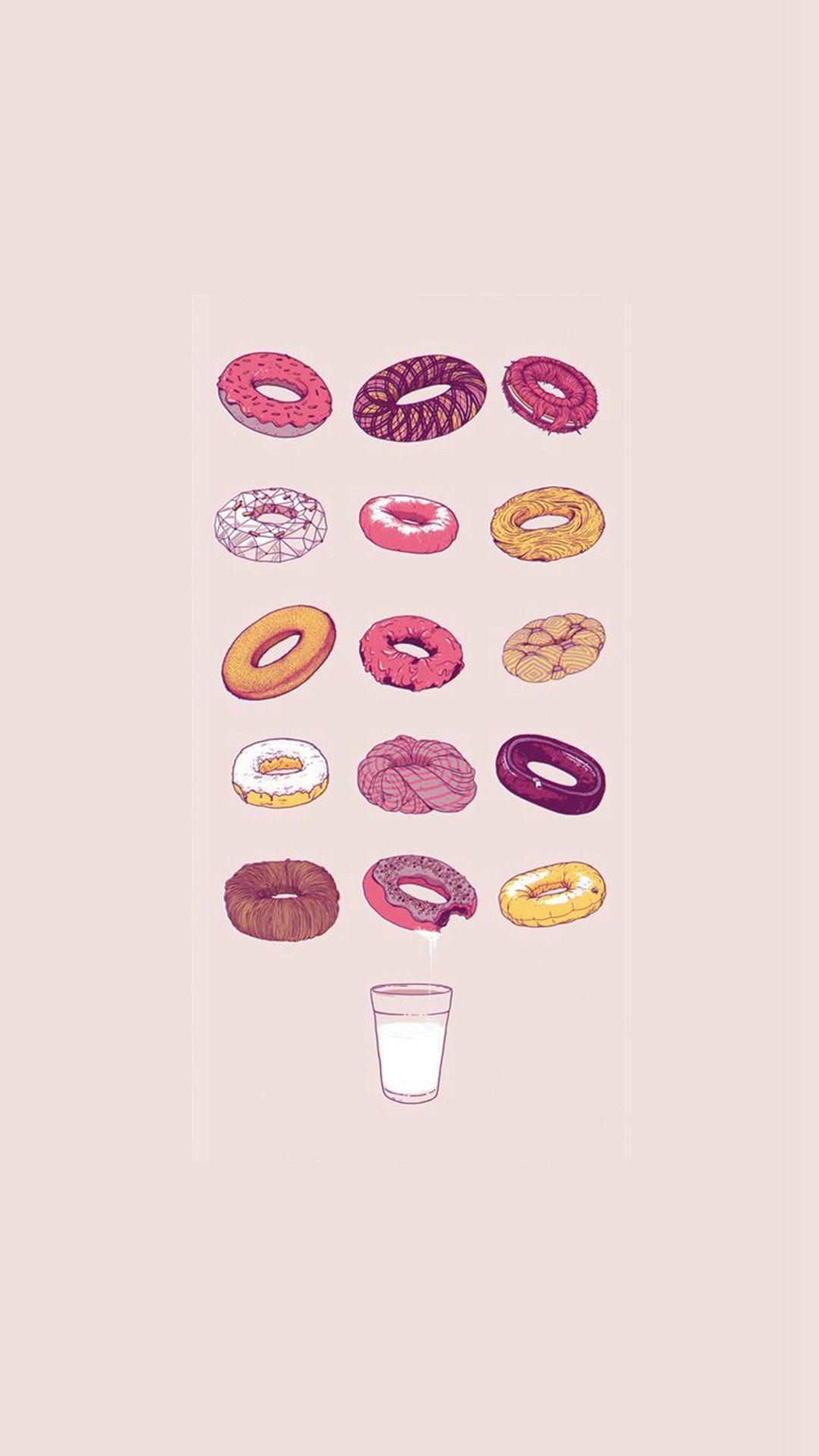 1080x1920 Delicious Donuts Milk Glass Illustration iPhone 8 Wallpaper Free Download