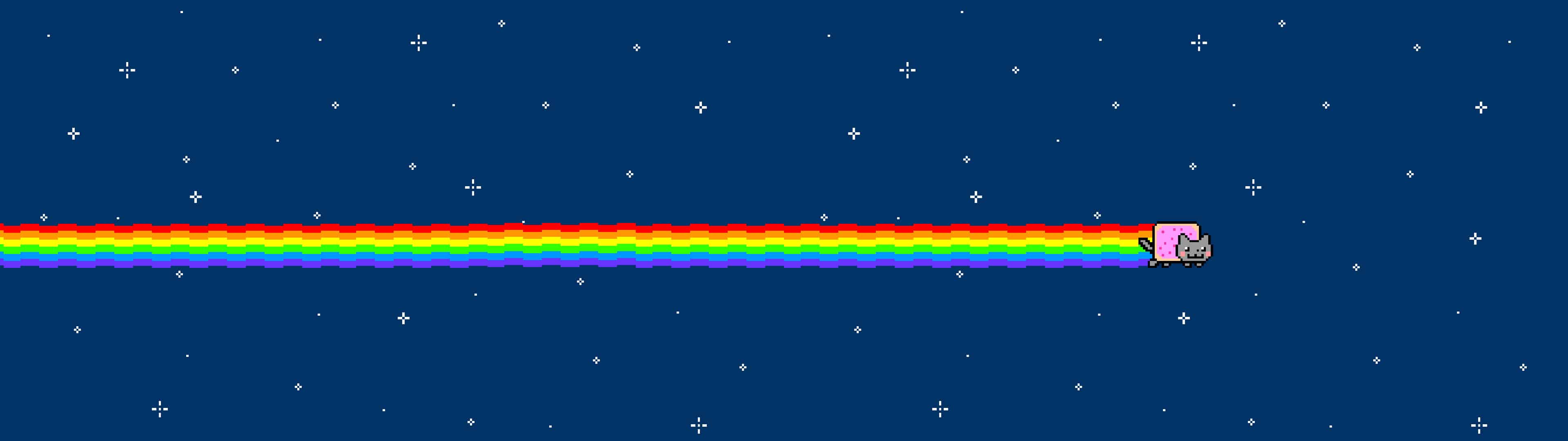 3840x1080 Nyan Cat Dual Monitor Wallpaper