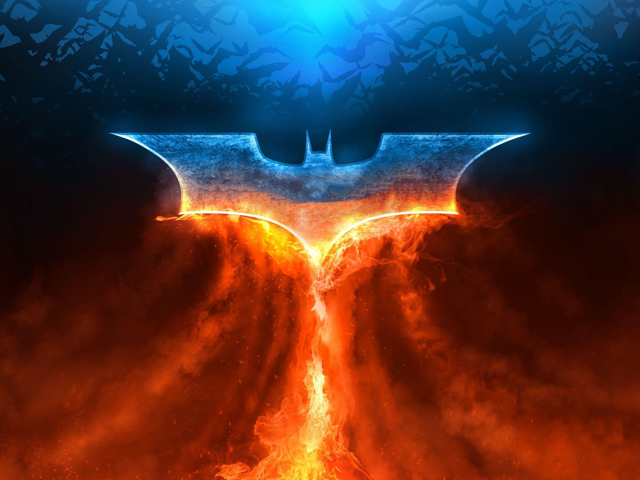 2048x1536 Wallpaper Batman, Logo, Fire, HD, 5K, Creative Graphics,. Wallpaper for iPhone, Android, Mobile and Desktop