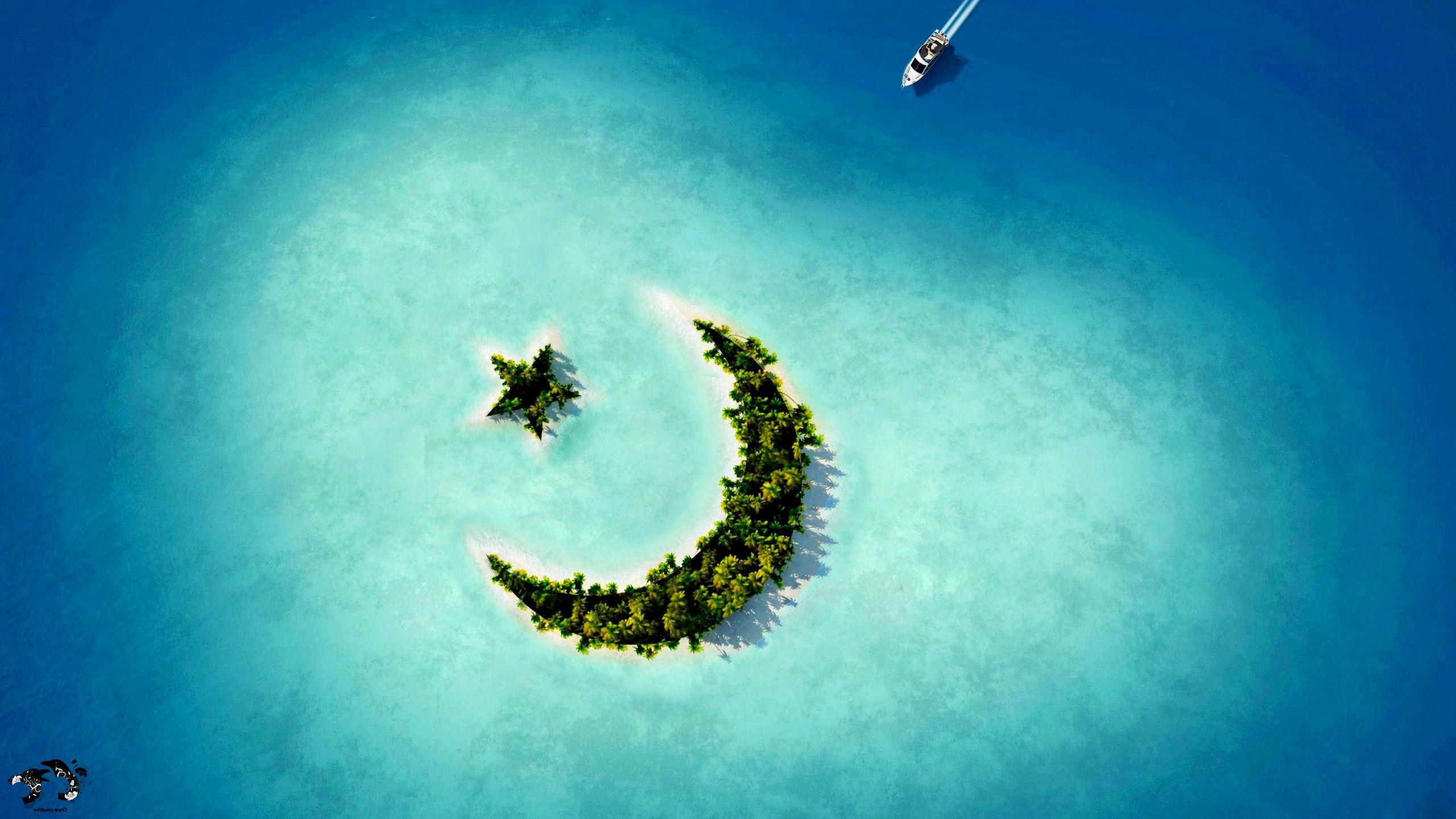 2560x1440 Crescent Moon Star Island, HD Nature, 4k Wallpaper, Image, Background, Photo and Picture