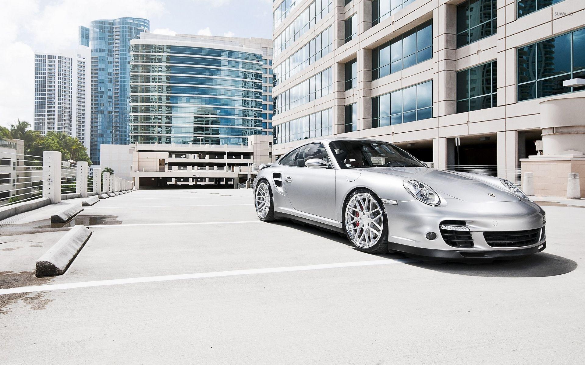 1920x1200 Silver Porsche 997 in the parking lot wallpaper wallpaper
