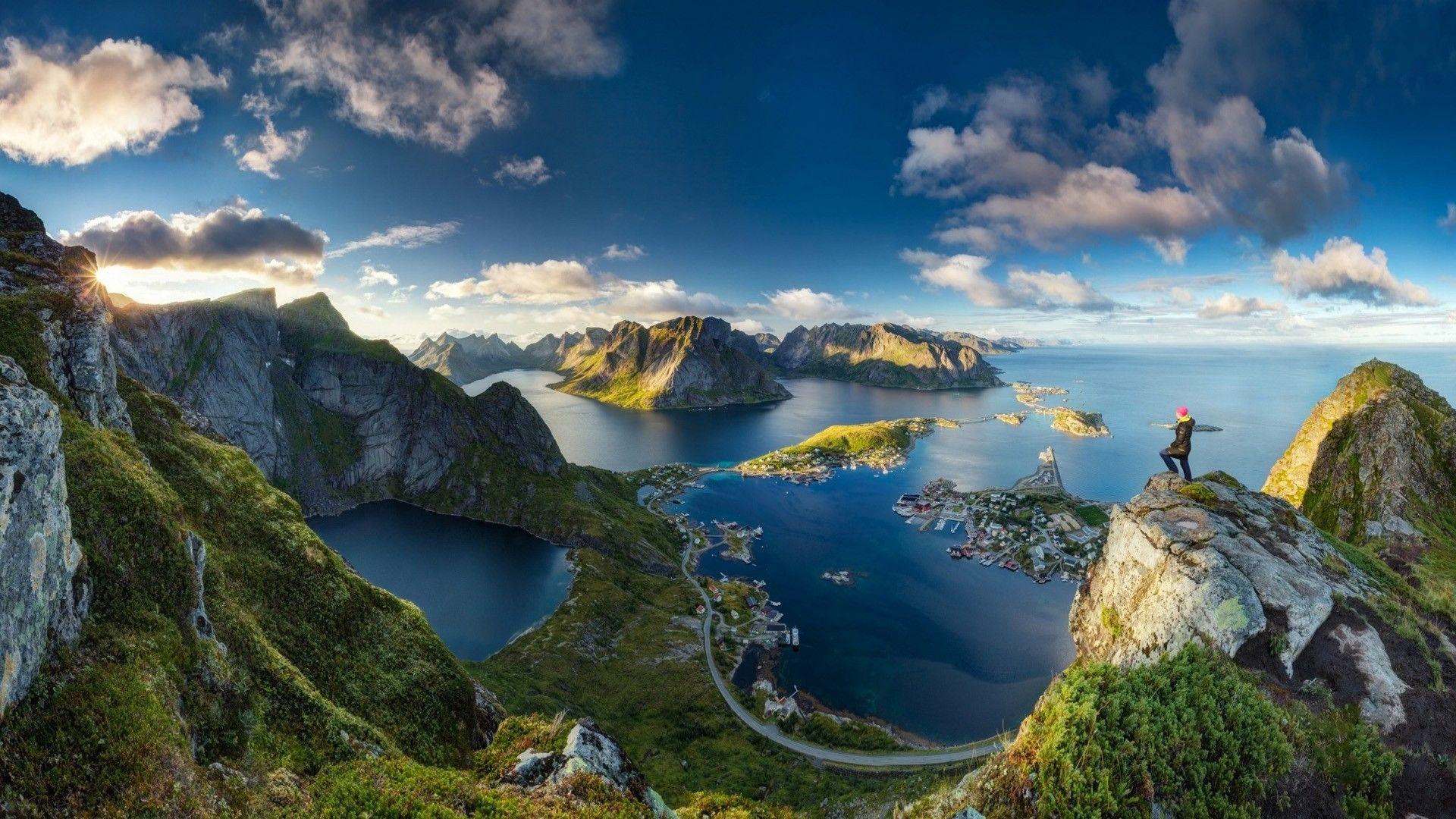 1920x1080 #anime, #Lofoten, #fjord, #water, #sea, #landscape, #nature, #cityscape, #clouds, #island, #Norway, #panorama, #mountains, #lake, #grass, wallpaper. Mocah.org HD Desktop Wallpaper