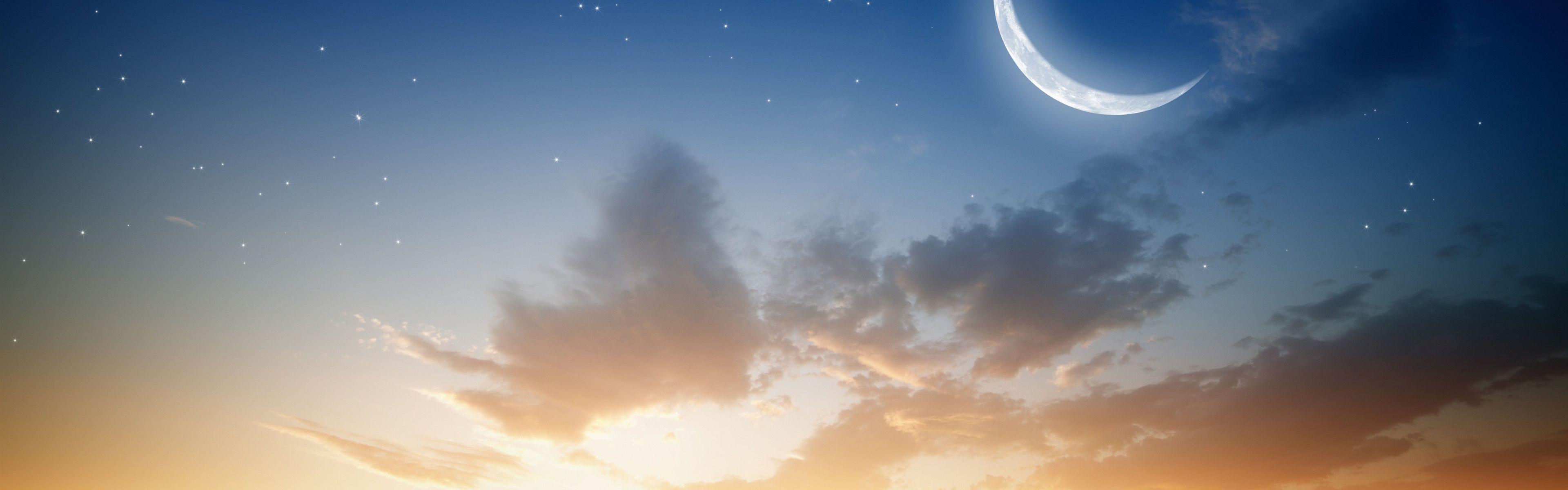 3840x1200 Wallpaper Sea, planet, moon, sunset 3840x2160 UHD 4K Picture, Image
