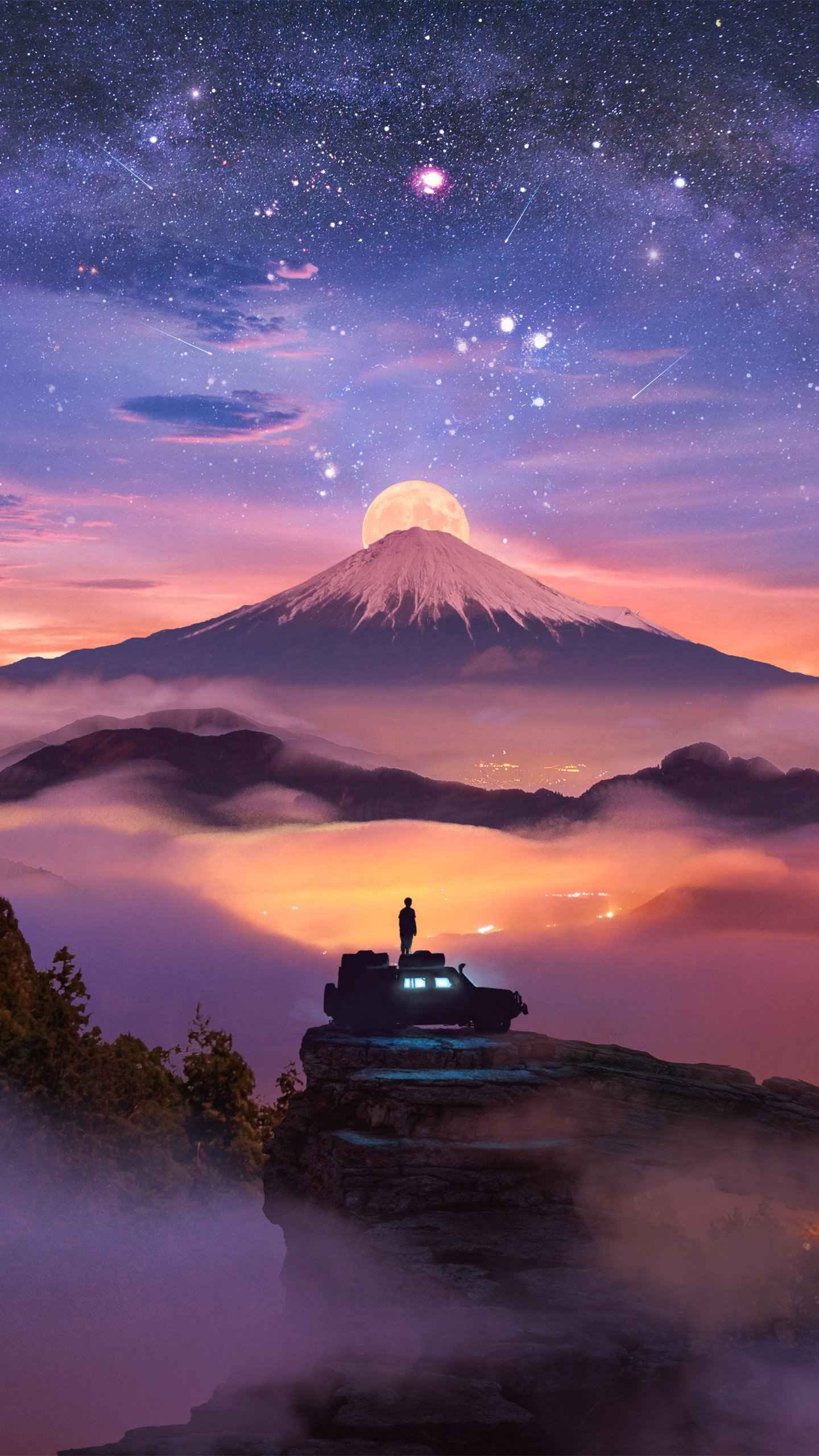 1440x2560 Volcano Moon iPhone Wallpaper