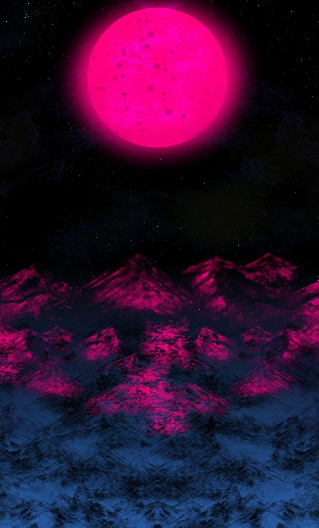 1280x2120 Digital Purple Night Moon iPhone HD 4k Wallpaper, Image, Background, Photo and Picture