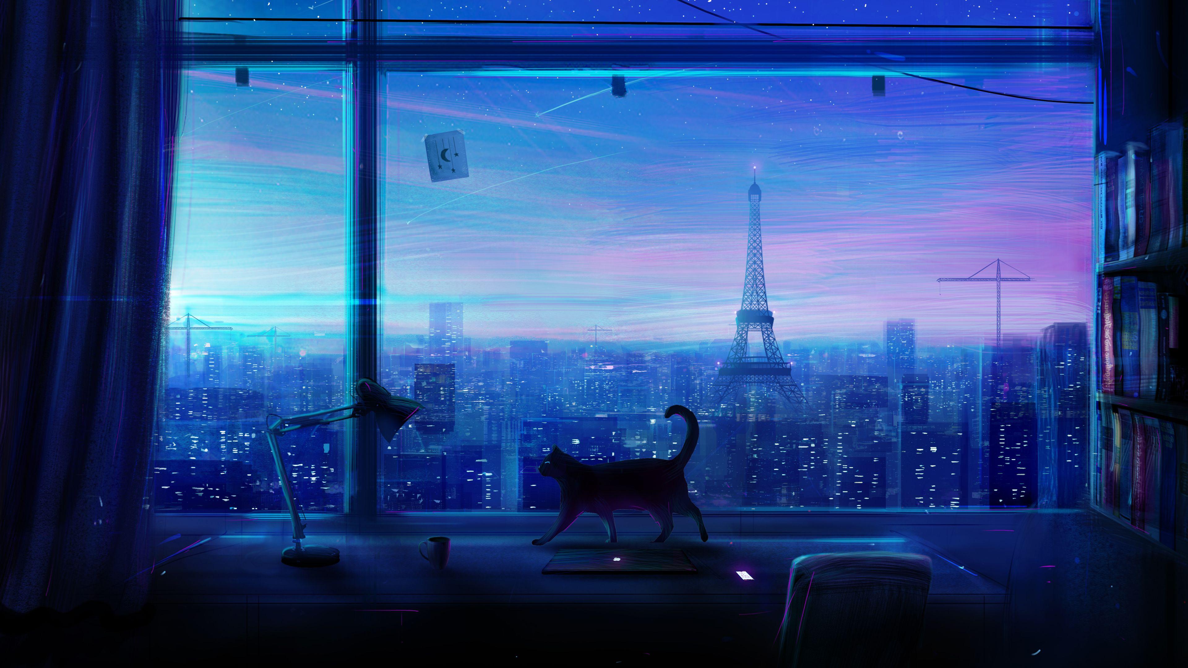 3840x2160 Wallpaper 4k Cat Lonely Night 4k 4k Wallpaper, Animals Wallpaper, Artist Wallpaper, Artwork Wallpaper, Cat Wallpaper, Wallpaper, Digital Art Wallpaper, Hd Wallpaper
