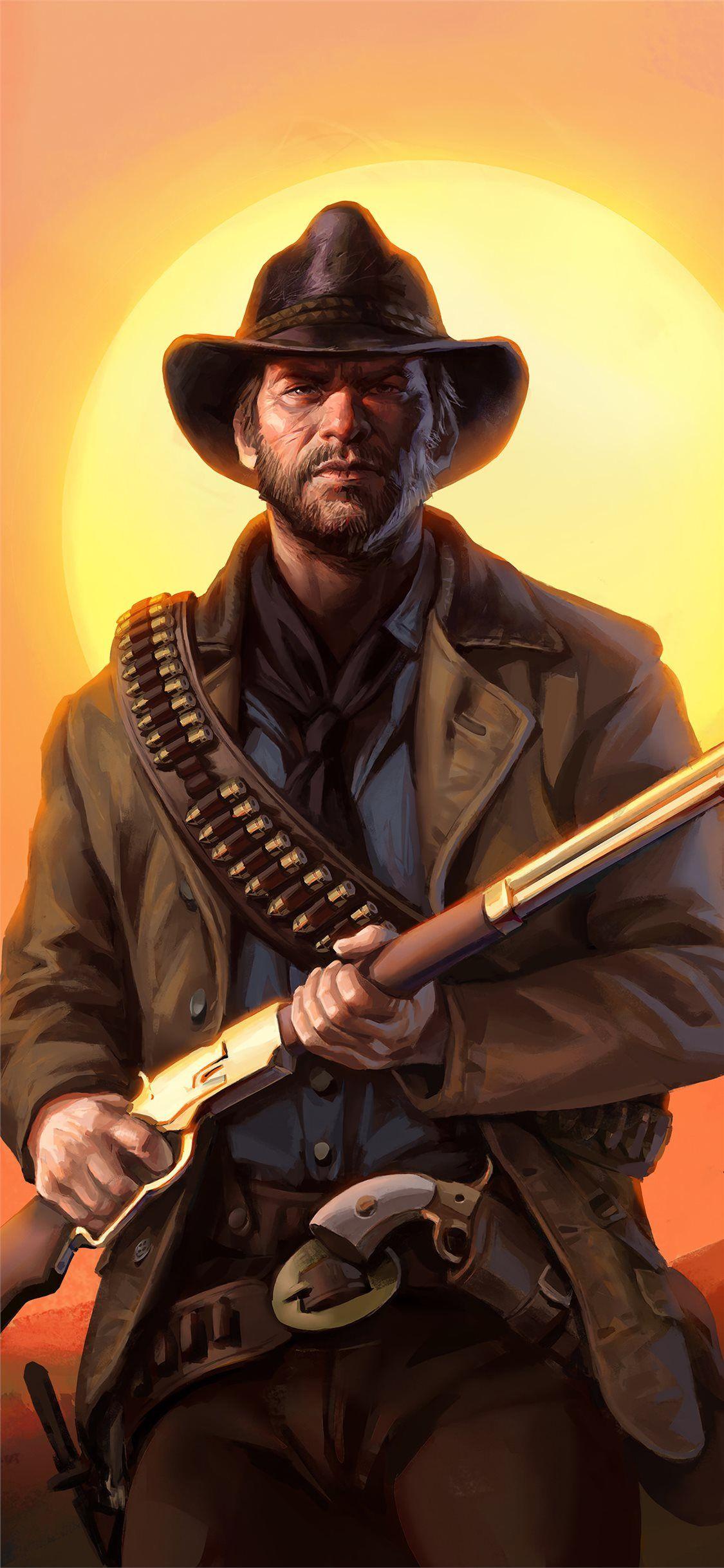 1125x2436 red dead redemption art iPhone X Wallpaper Free Download