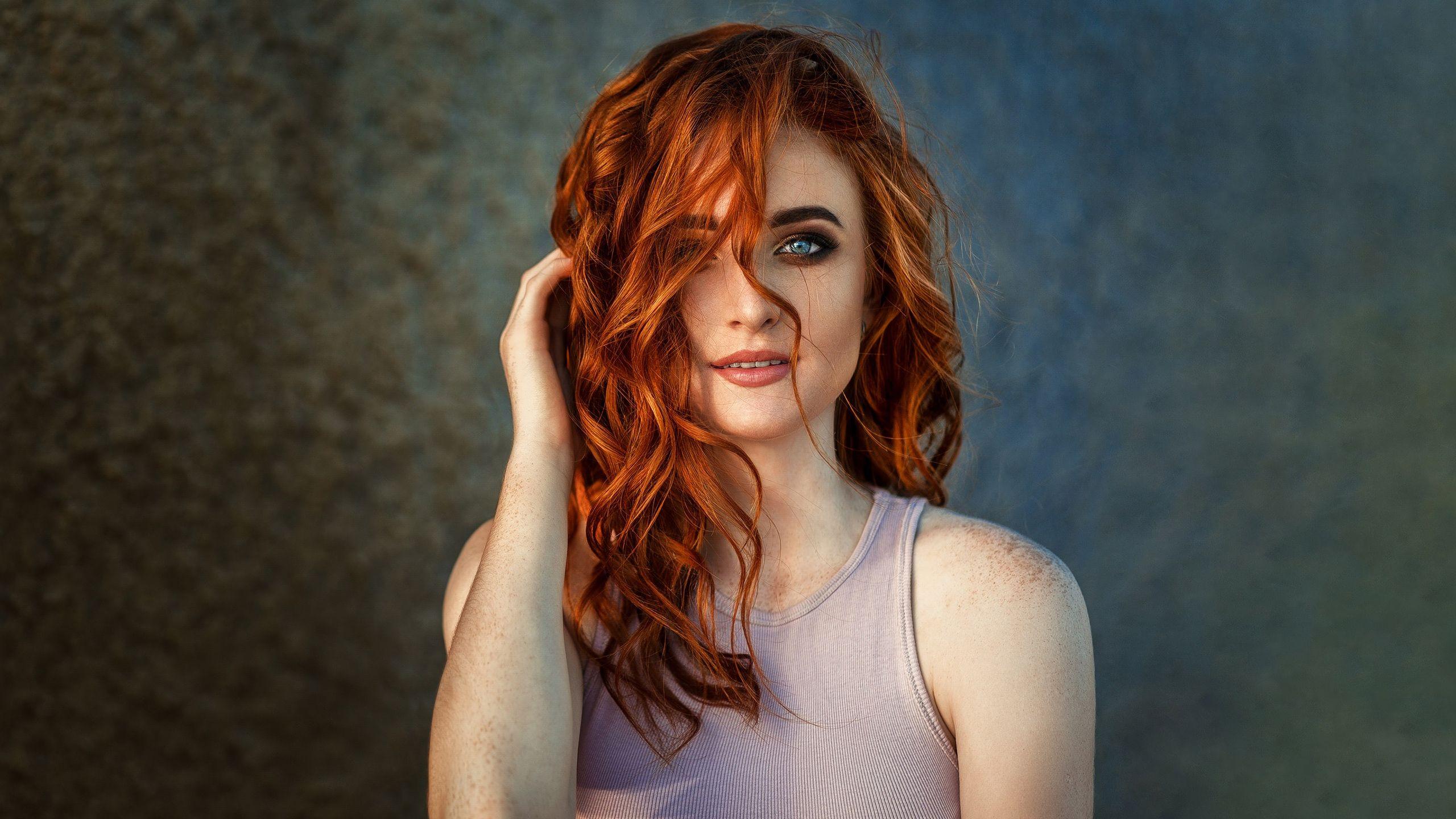 2560x1440 Red Head Beautiful Girl 4k 1440P Resolution HD 4k Wallpaper, Image, Background, Photo and Picture