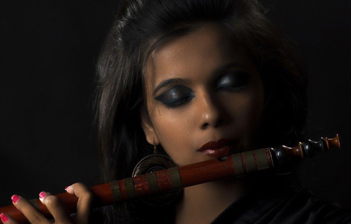 1332x850 Wallpaper girl, music, Bamboo Flute image for desktop, section музыка