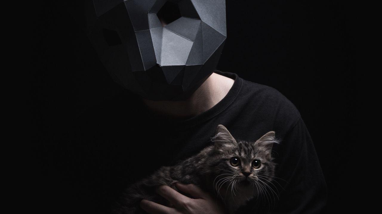 1280x720 Download Wallpaper 1280x720 3D Mask, Mask, Cat, Dark, Surround Hd, Hdv, 720p HD Background