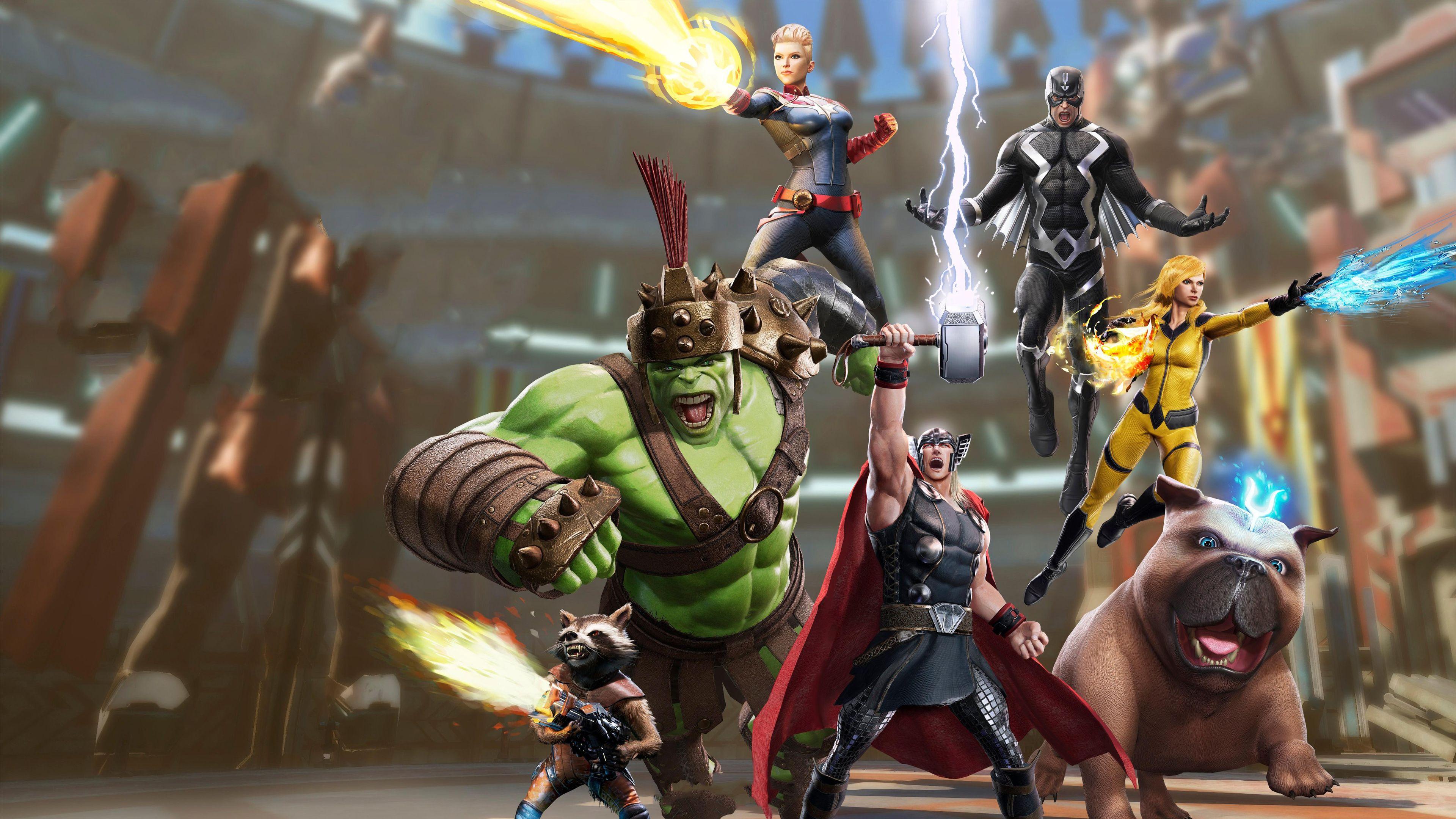 3840x2160 Wallpaper 4k MARVEL Powers United VR 4k 4k Wallpaper, Captain Marvel Wallpaper, Games Wallpaper, Hd Wallpaper, Hulk Wallpaper, Lockjaw Wallpaper, Marvel Powers United Vr Wallpaper, Marvel Wallpaper, Rocket Raccoon Wallpaper