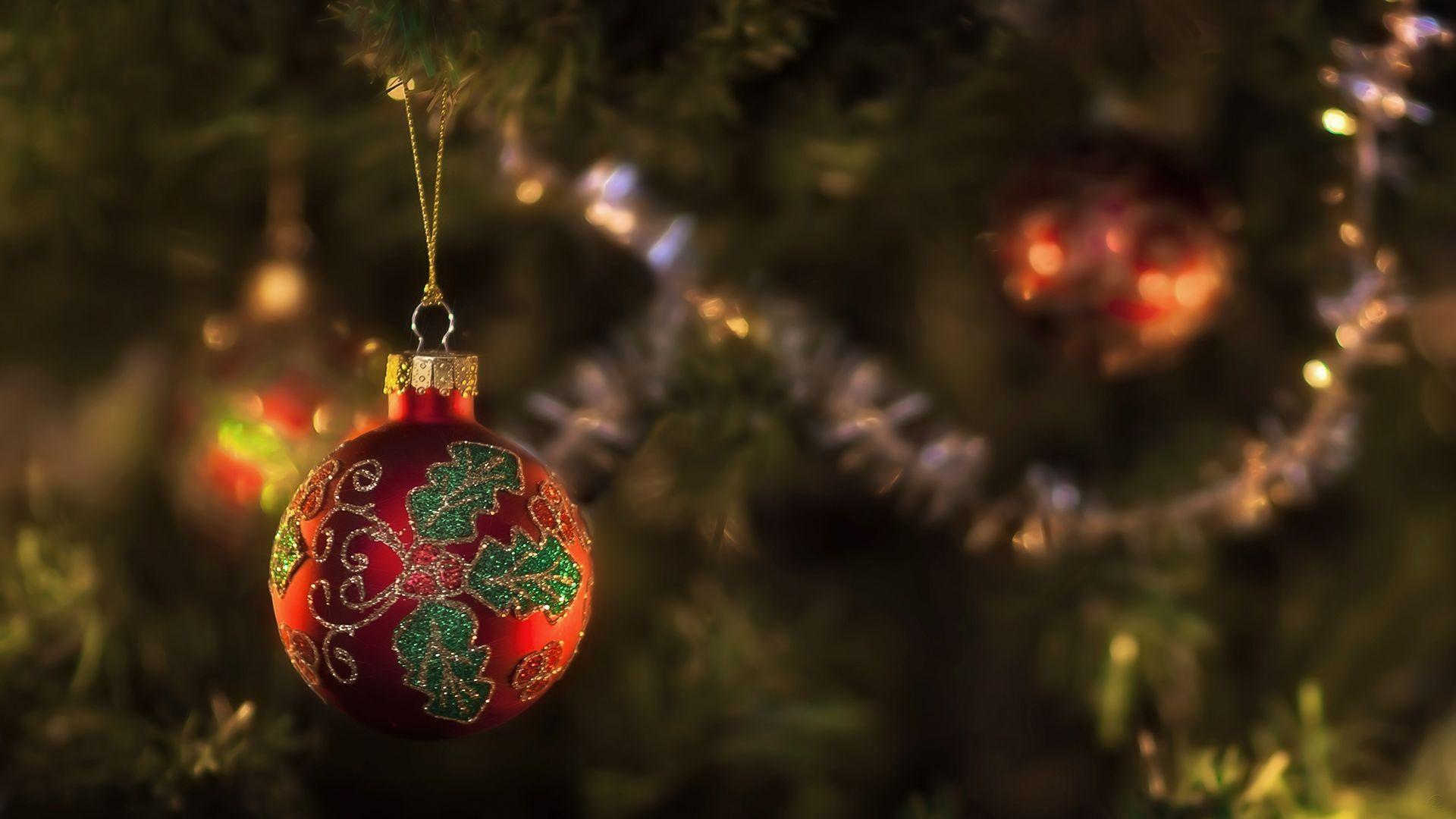 1920x1080 Download Spruce Fir Tree New Year Bowl Toy Trick Tinsel Red Pattern Wallpaper. PicsinHD. Christmas desktop wallpaper, Christmas desktop, Holiday wallpaper
