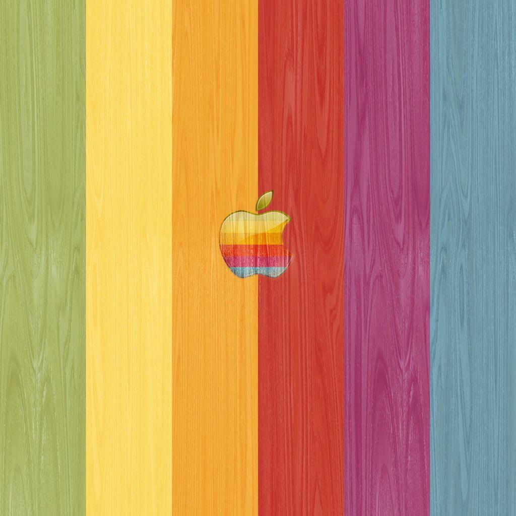 1024x1024 Retro Apple Wood iPad Wallpaper
