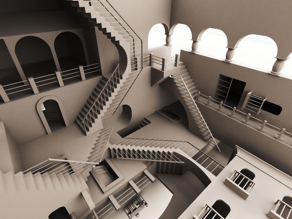 1024x768 Desktop Wallpaper · Gallery · 3D Art · Level Optical Illusion