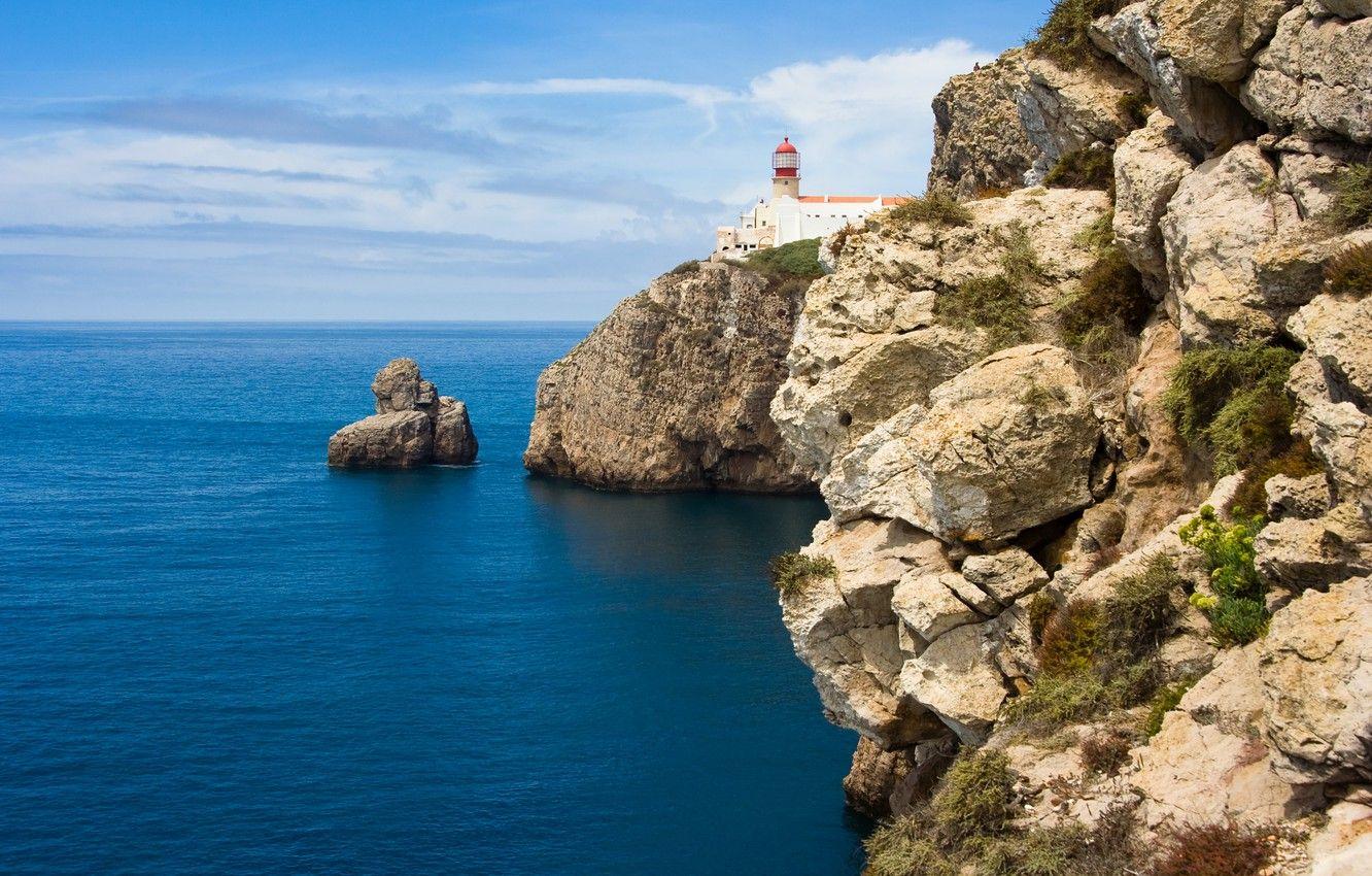 1332x850 Wallpaper landscape, nature, Lighthouse, Portugal, landscape, nature, Portugal, The Atlantic ocean, Lighthouse, Atlantic Ocean, Plateau and rocks, cap at Algarve, Cover in Algarve, plateau and rocks image for desktop, section пейзажи
