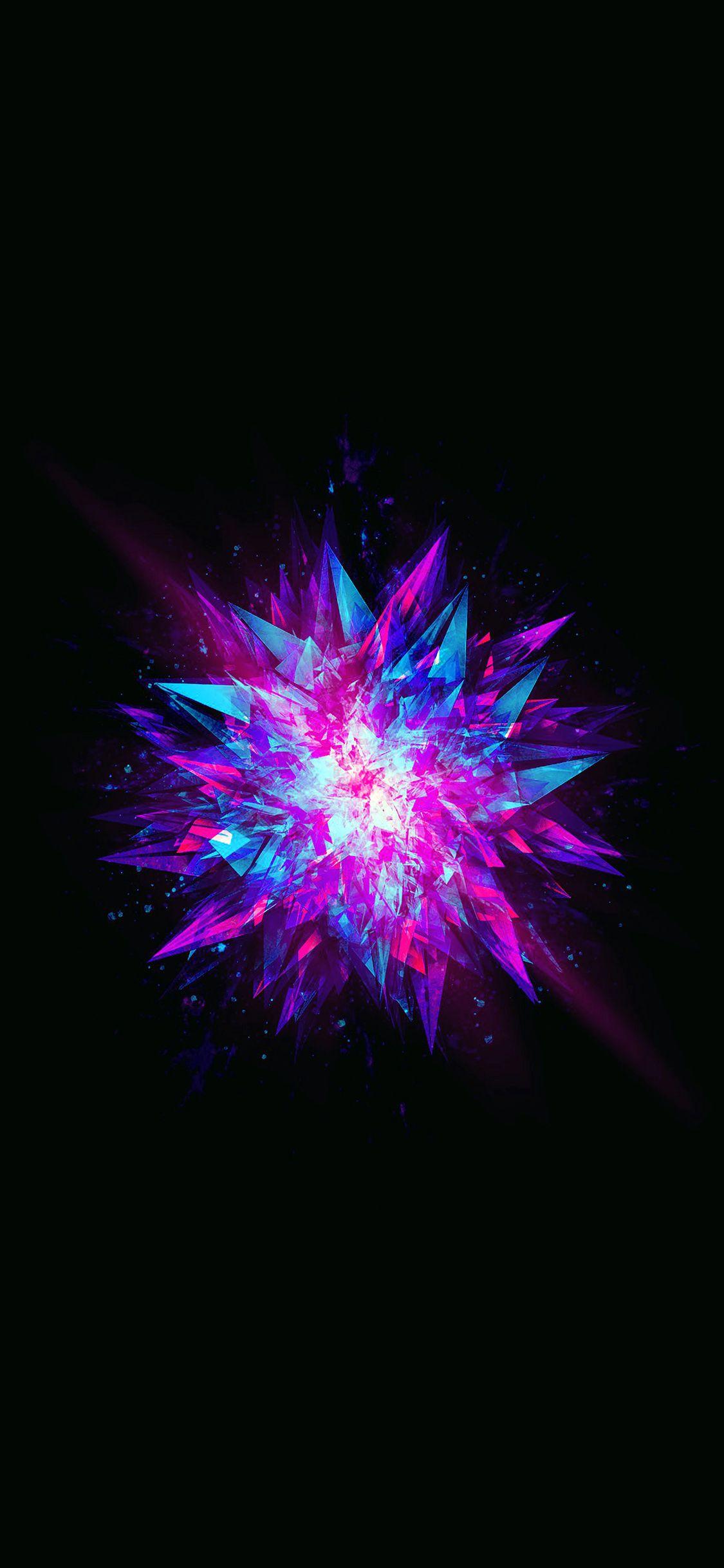 1125x2436 Fractal Blast Minimal Dark Abstract Illustration Art Wallpaper