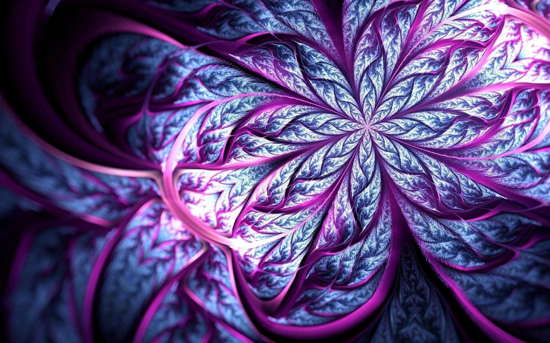 1920x1200 Download wallpaper purple flowers, artwork, floral fractals, 3D art, floral pattern, fractals, creative, fractal art for desktop with resolution 1920x1200. High Quality HD picture wallpaper