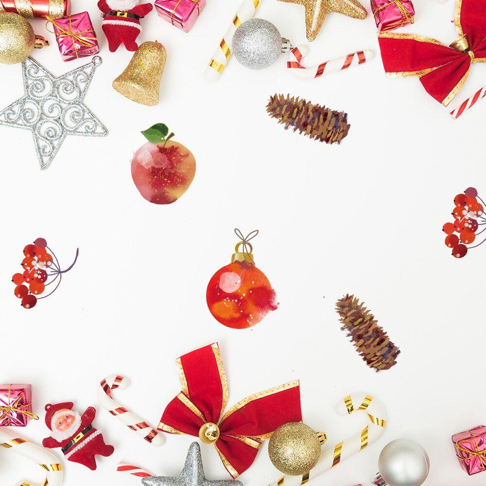 1000x1000 Merry Christmas Watercolor Wall Sticker French Dessert Apple Decoration Self Adhesive Waterproof Wallpaper for Children's Room. Wallpaper