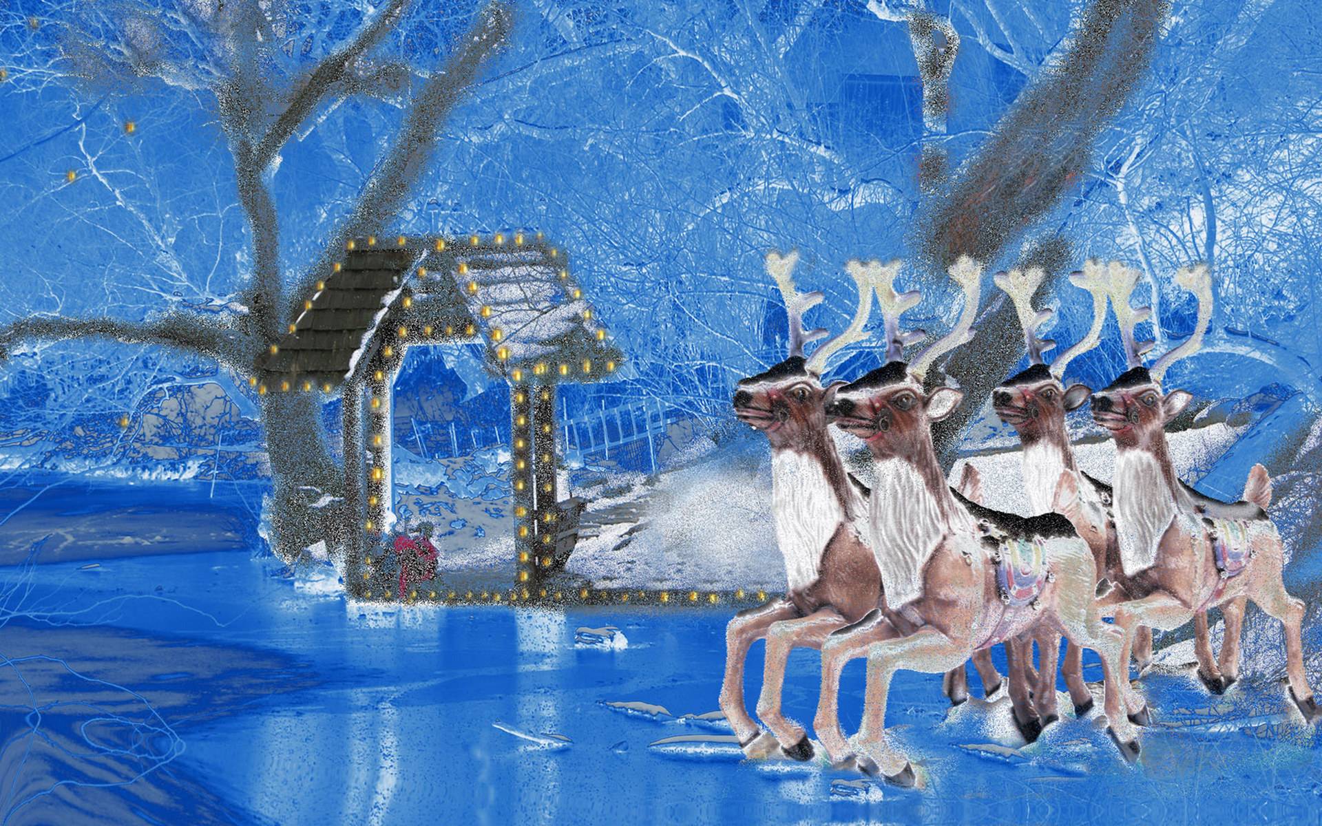 1920x1200 Christmas Reindeer Picture Oil Painting HD Wallpaper 1920x1200px Art XMas 2013