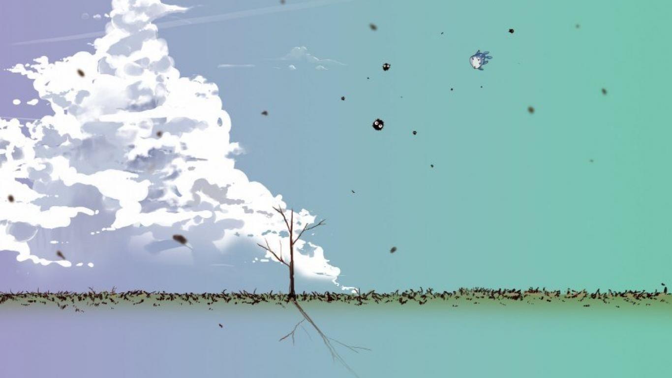 1366x768 Kawaii Totoro Background HD Kecbio