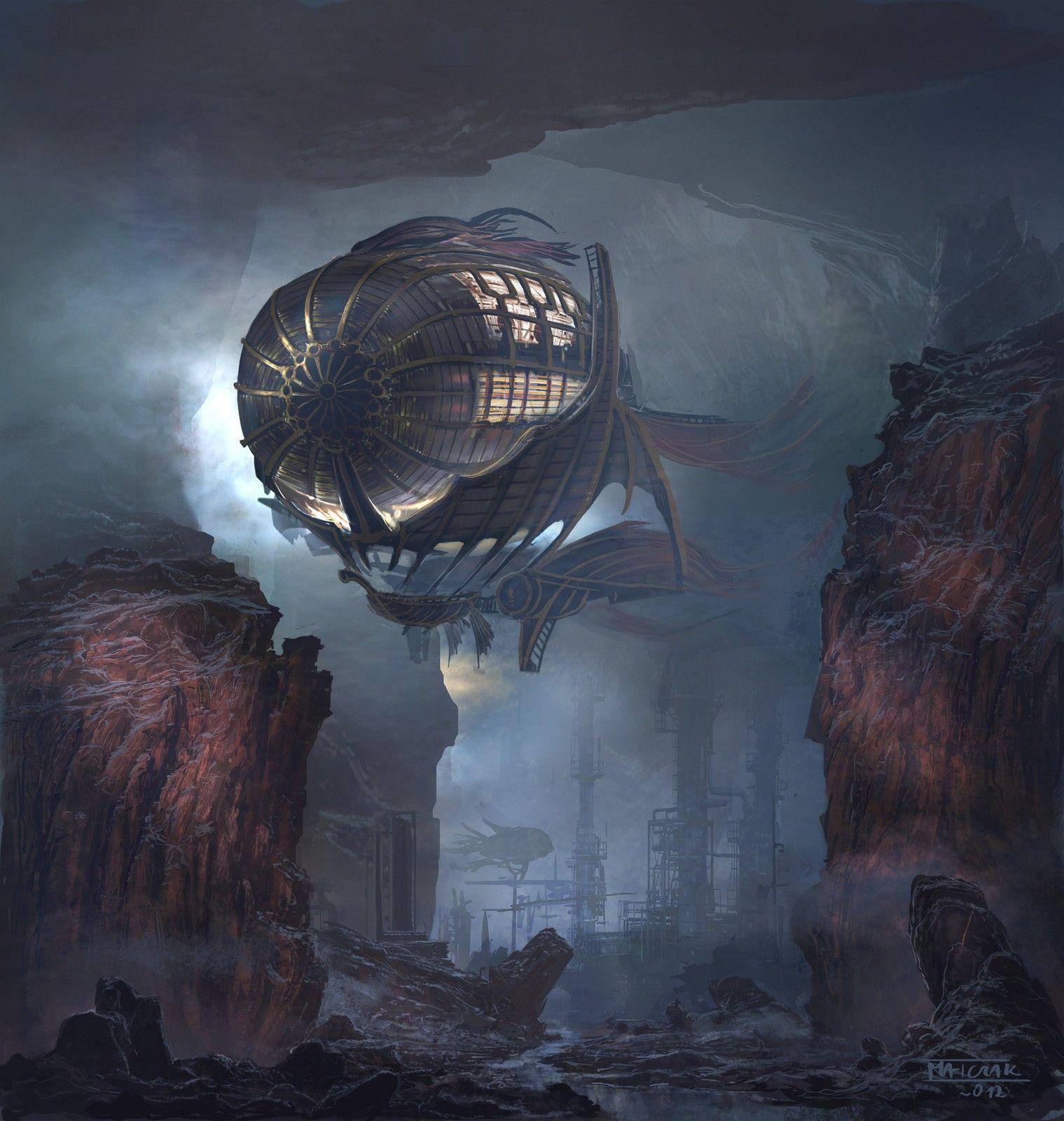 1519x1600 dark, steampunk, fantasy art, artwork, drawings, airship wallpaper