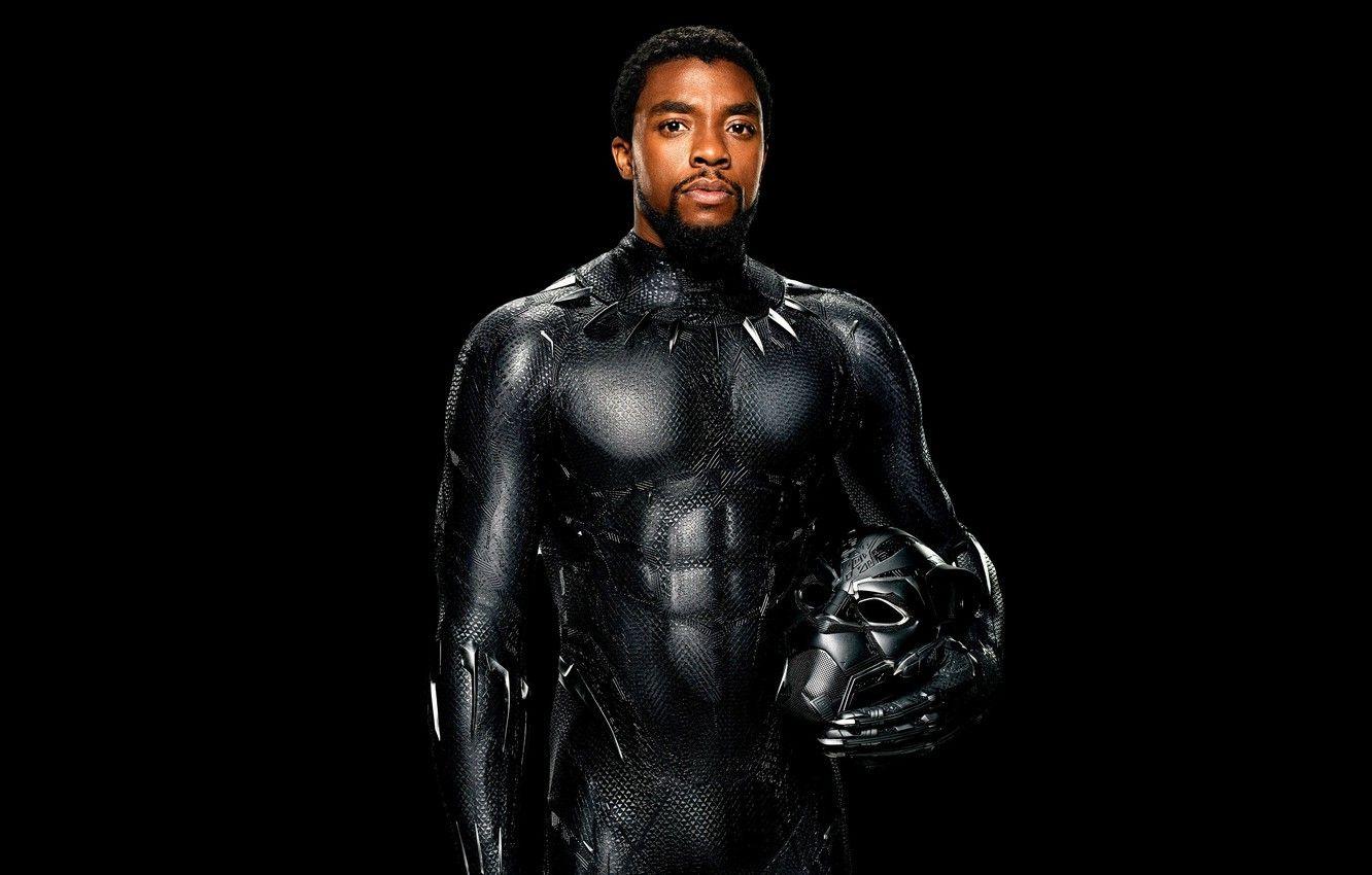 1332x850 Wallpaper fiction, black, mask, costume, black background, poster, comic, MARVEL, You Challa, Black Panther, Chadwick Boseman, Chadwick Bosman, Black Panther image for desktop, section фильмы