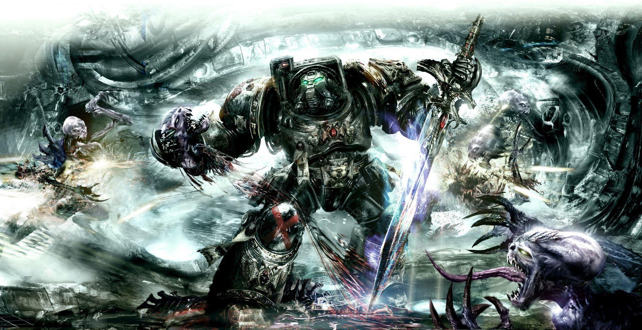2048x1053 SPACE HULK Deathwing Fantasy Fighting Warhammer Action Futuristic Sci Fi Warrior Armor Wallpaperx1053