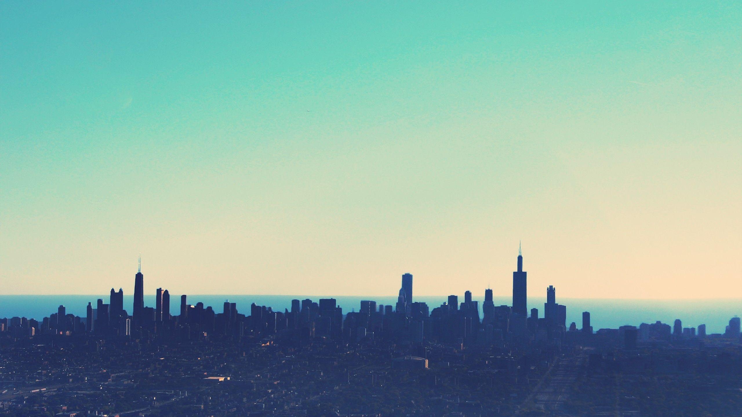 2560x1440 #skyline, #Chicago, #cityscape, #simple, #horizon, #sky, #blue, wallpaper. Mocah.org HD Wallpaper
