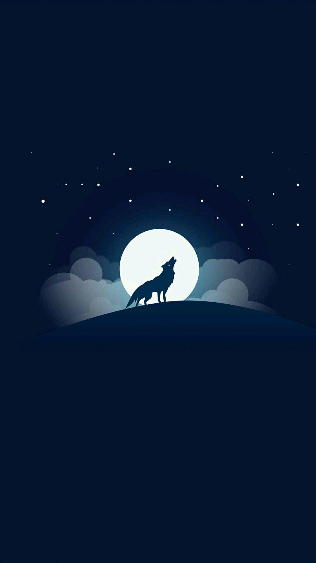 1080x1920 Lone Wolf Minimalist Wallpaper