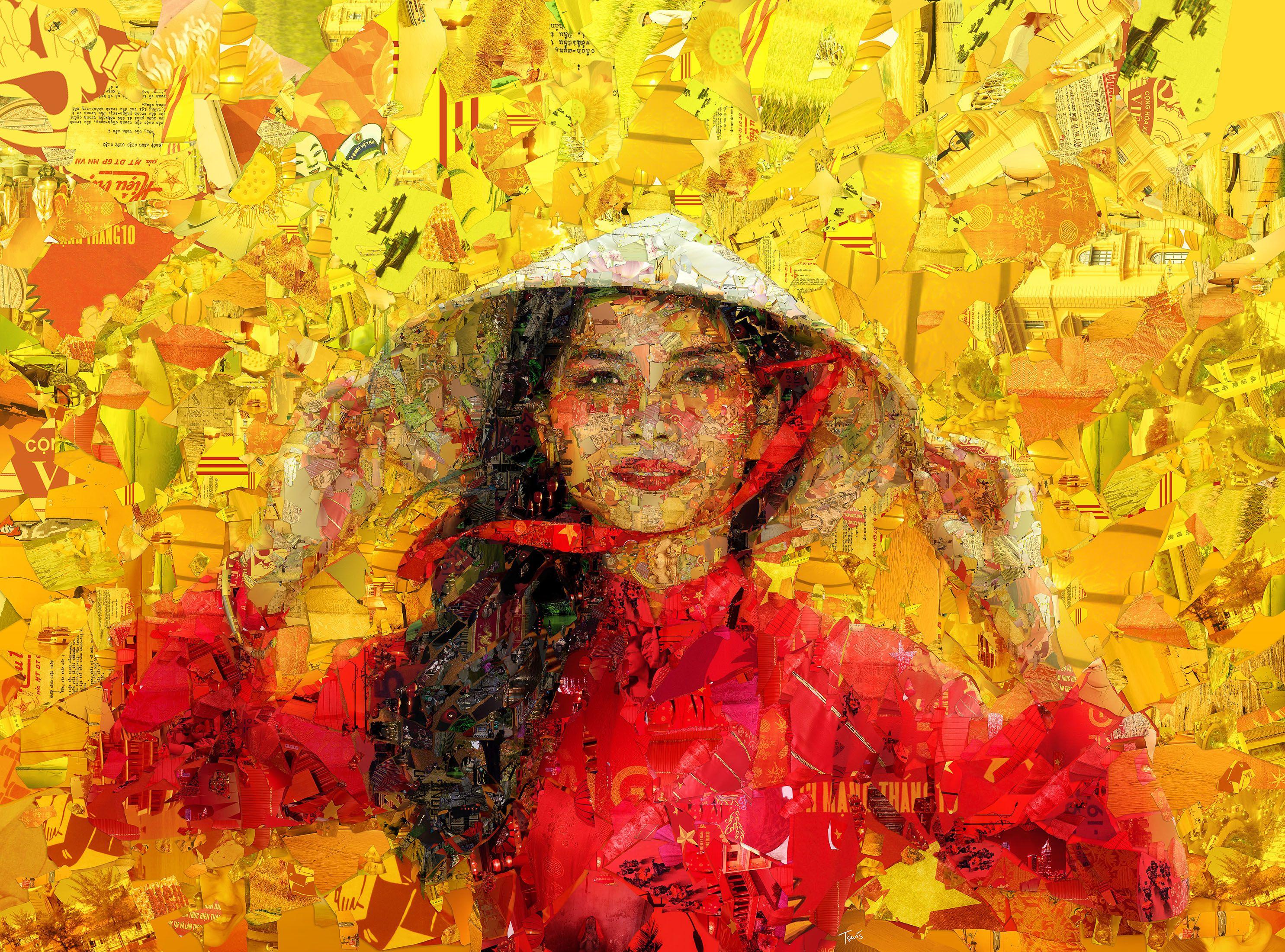 2970x2200 Wallpaper Vietnamese girl, Mosaic art, Portrait, Illustration, HD