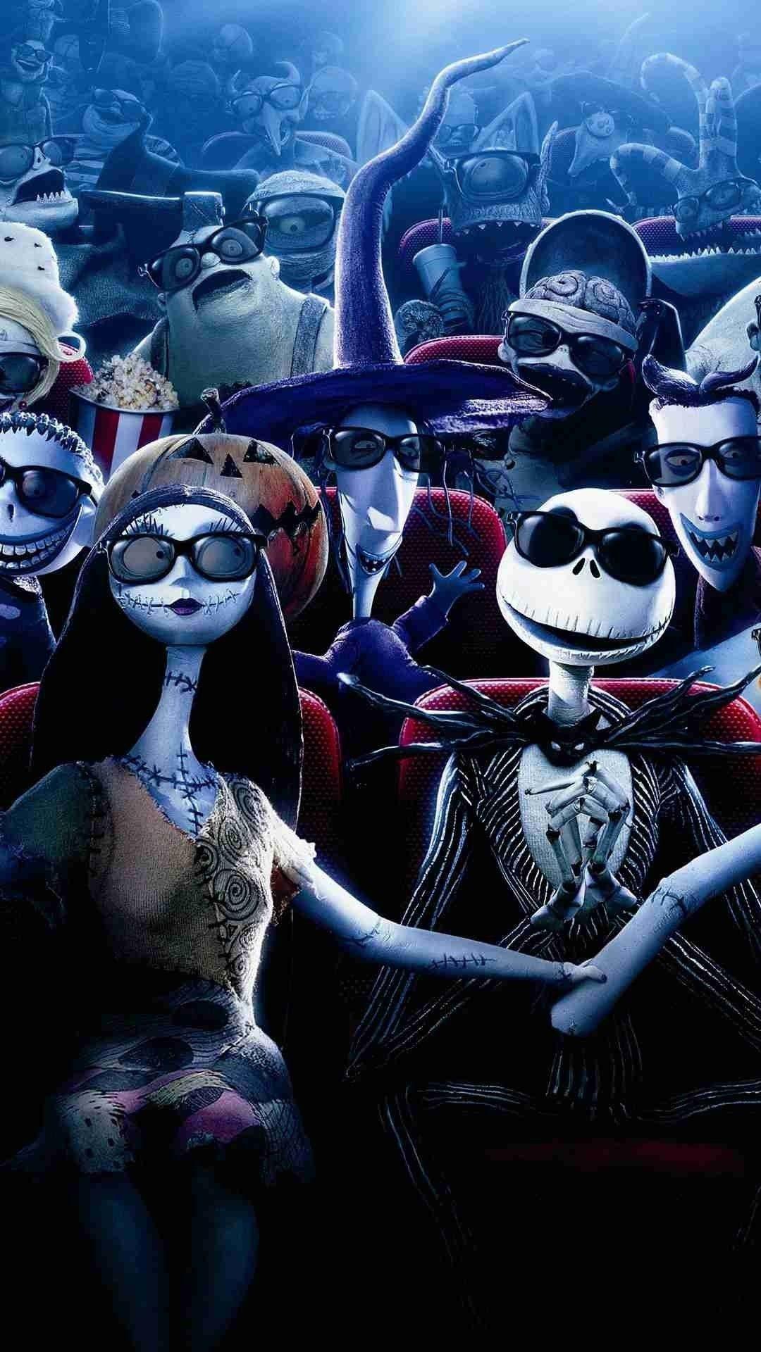 1080x1920 1080x 2014 Halloween Glass Jack Skellington Sally Before Christmas Wallpaper iPhone