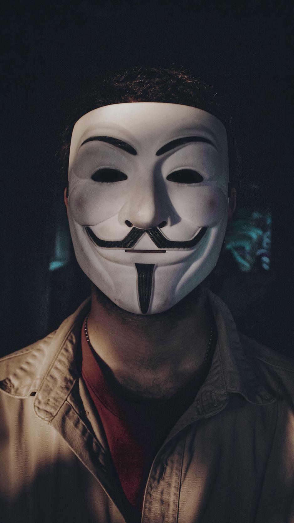 938x1668 Download Wallpaper 938x1668 Man, Mask, Anonymous, Shadow, Dark Iphone 8 7 6s 6 For Parallax HD Background
